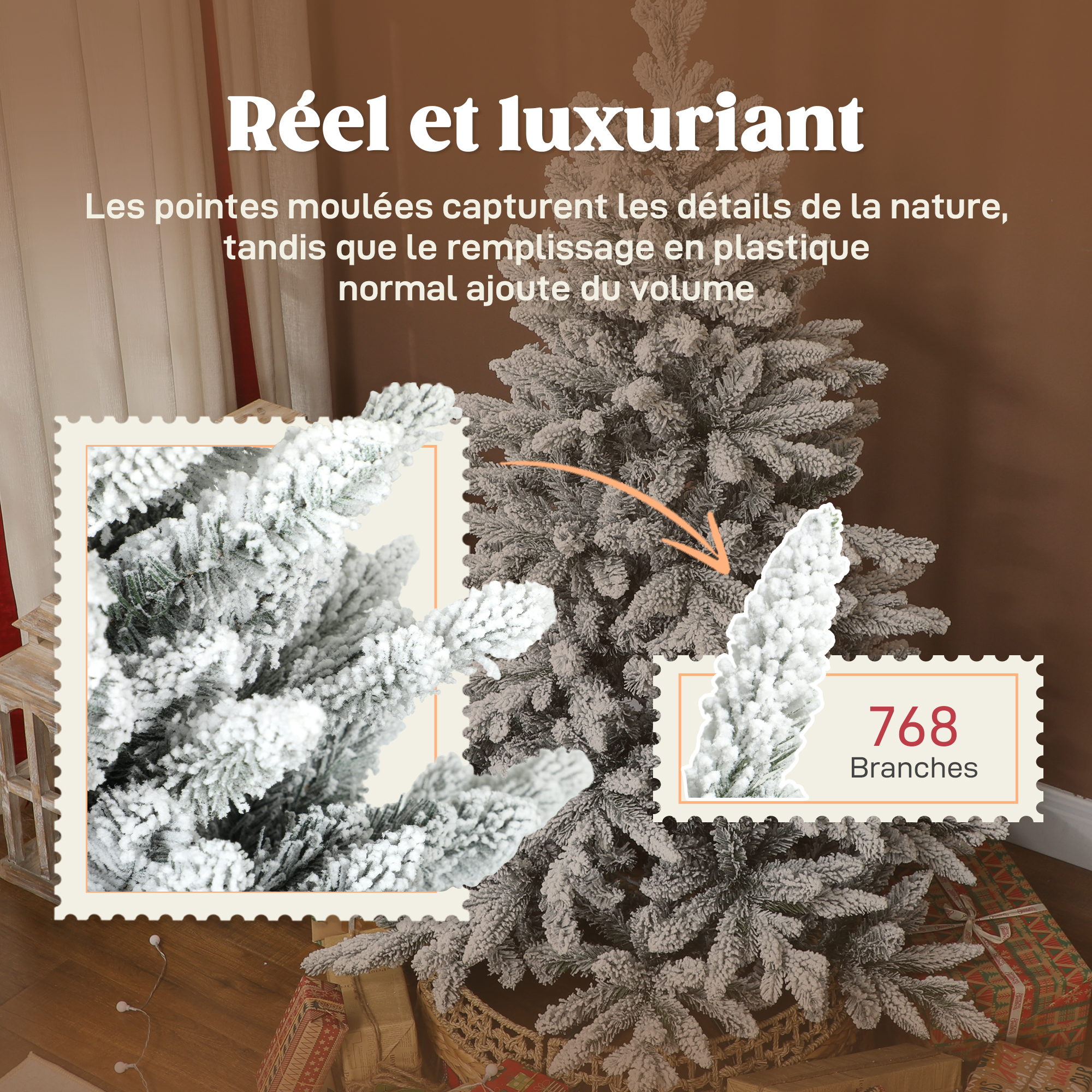 Sapin de Noël artificiel enneigé 150 cm – 768 branches – HOMCOM – vue 5