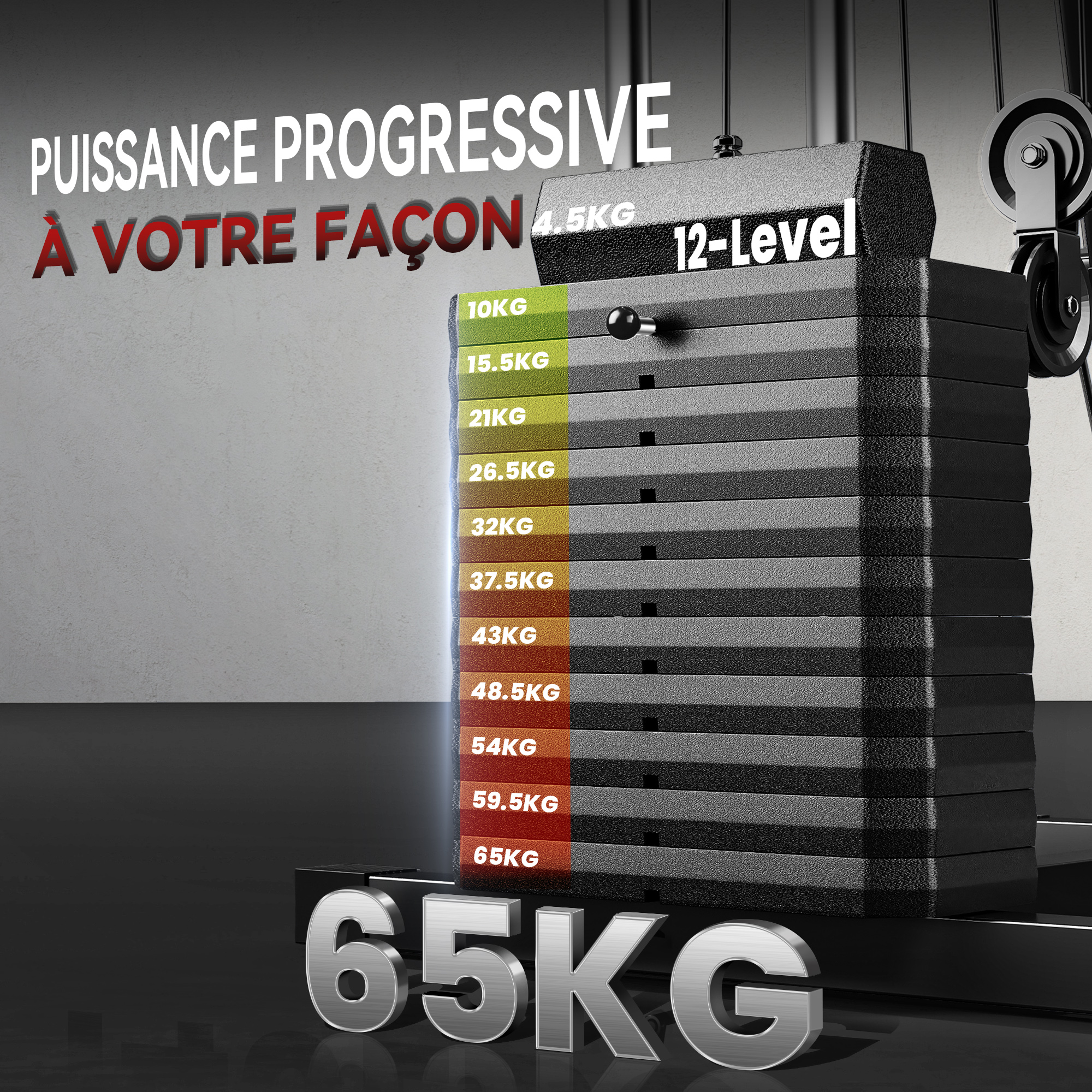 Station de Musculation Multifonction 65 kg avec Poulies – vue 5