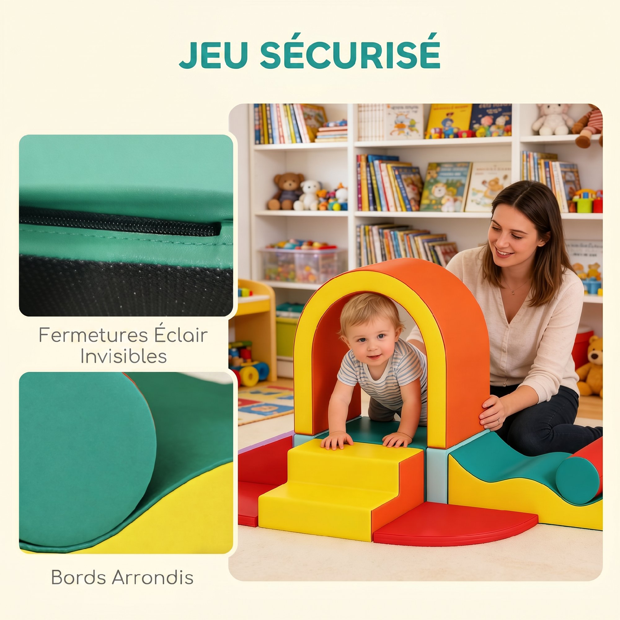 Parcours de Motricité Bébé 10 Pièces en Mousse – Multicolore - Image 7