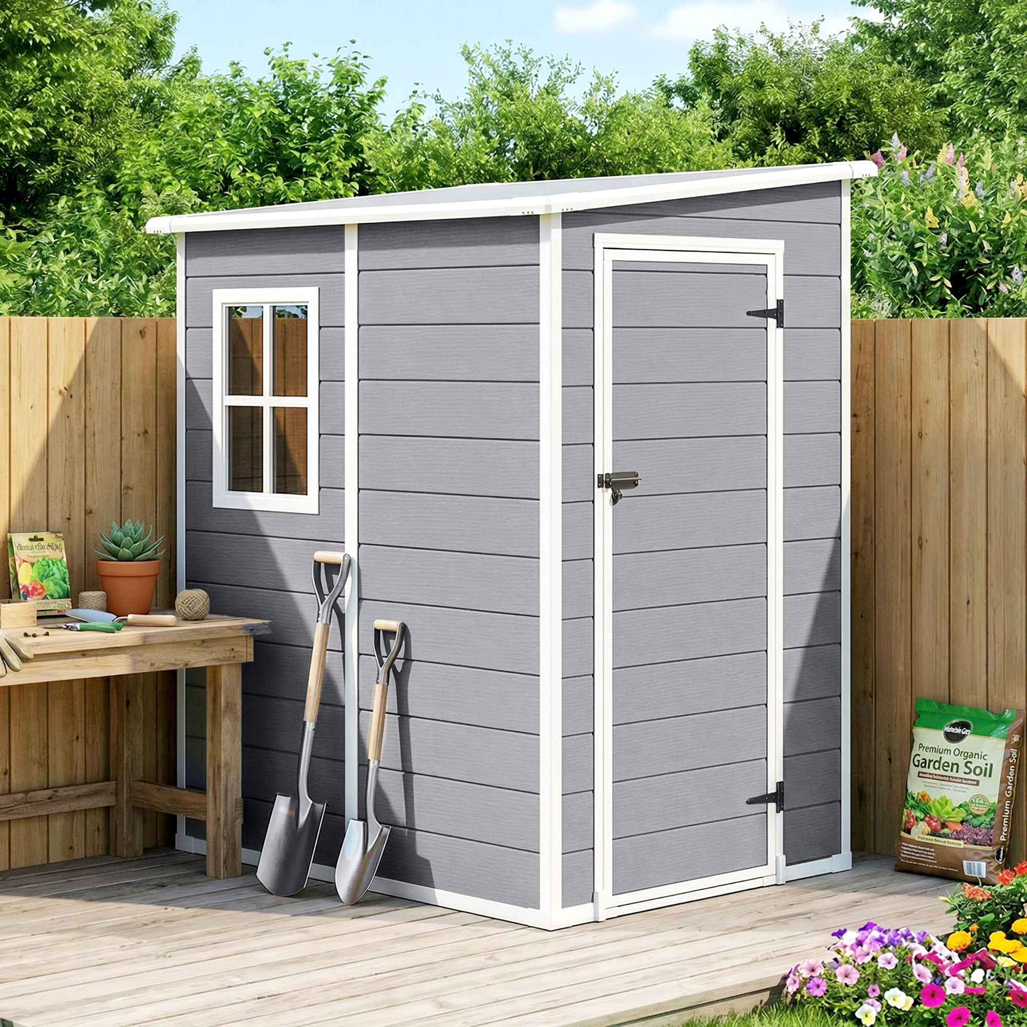 Abri de Jardin 1,54 m² avec Fenêtre, Ventilation et Serrure – Gris - Image 2