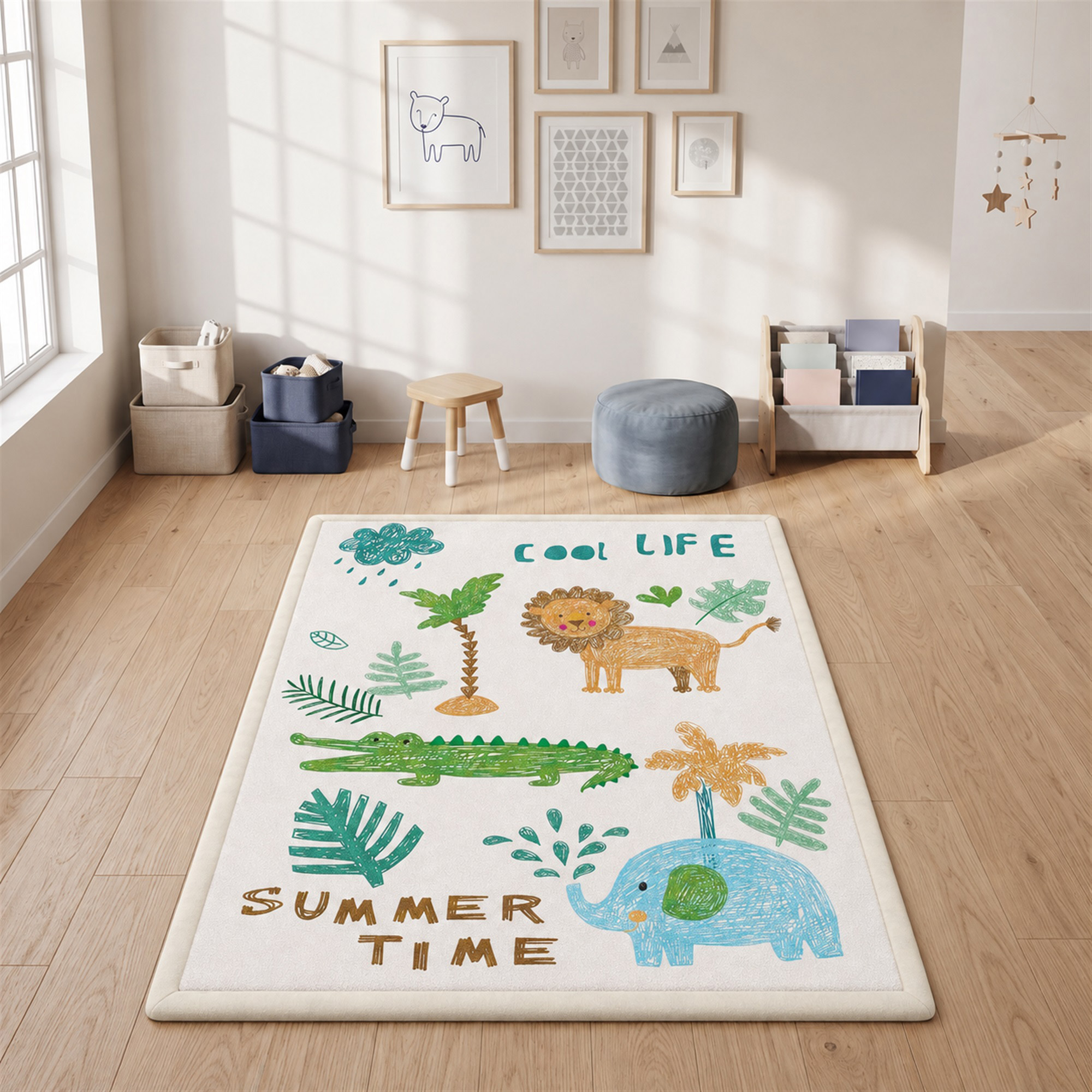 Tapis d'Éveil Bébé 150 × 200 cm en Mousse Épaisse 3 cm Antidérapant – Animaux - Afbeelding 10