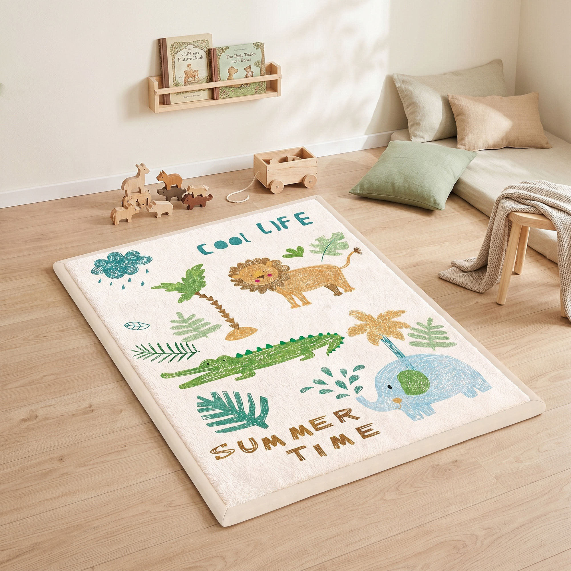 Tapis d'Éveil Bébé 150 × 200 cm en Mousse Épaisse 3 cm Antidérapant – Animaux - Afbeelding 2