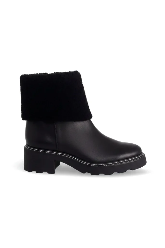 Bottines Femme Andira en Cuir Noir avec Col Fourré – Talon 5 cm