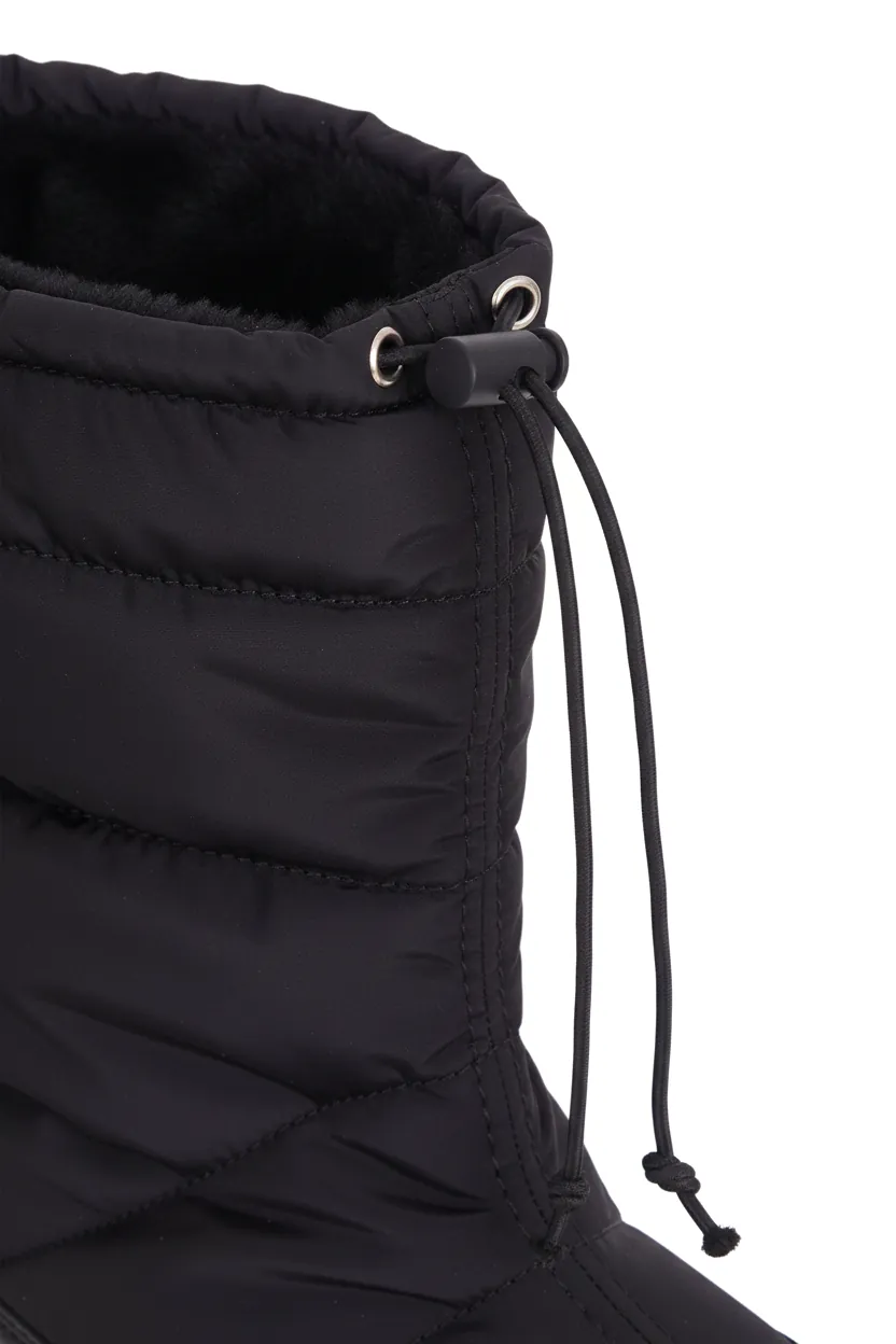 Andira Black Quilted Nylon Waterproof Winter Boots – White Platform Sole - Image 3