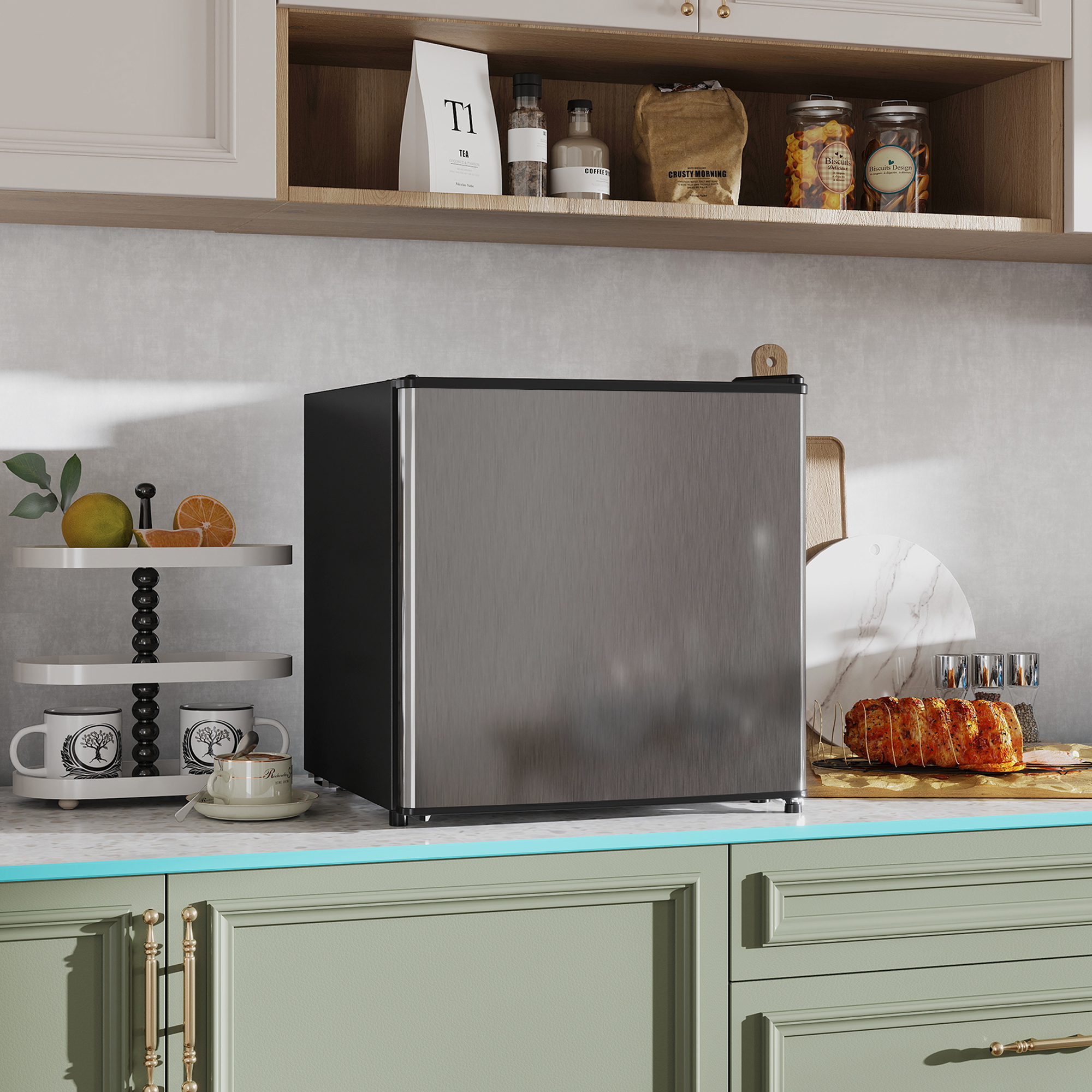 Mini-Réfrigérateur 46 L avec Congélateur 4,5 L – Porte Réversible – Argenté – Bild 10