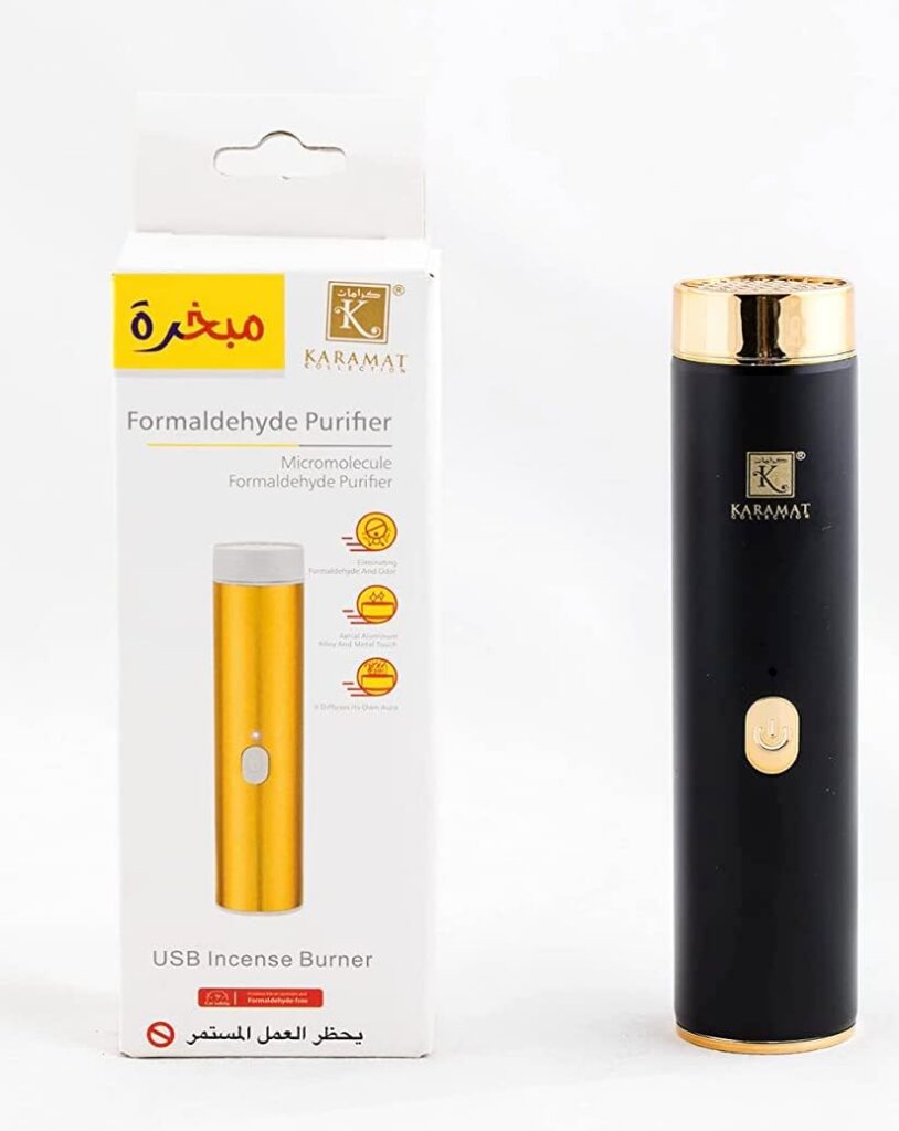 Brûleur d’Encens USB Portable en Aluminium – Doré – 7 cm