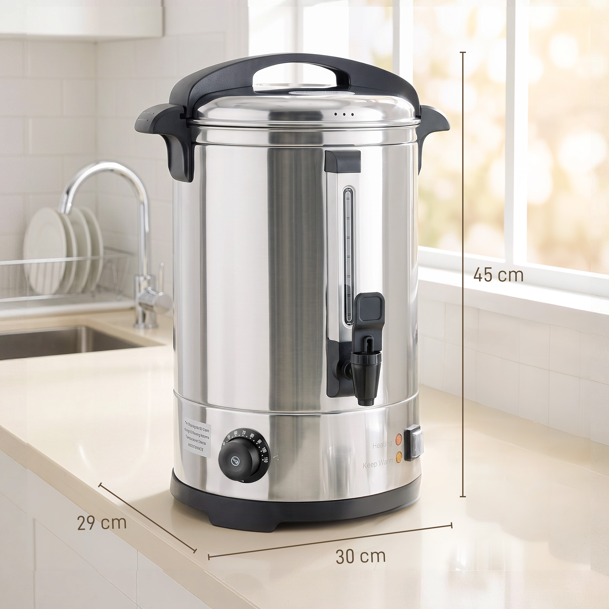 Distributeur de Boissons Chaudes 8 L – 1500 W, Thermostat Réglable & Robinet – Inox – Bild 3