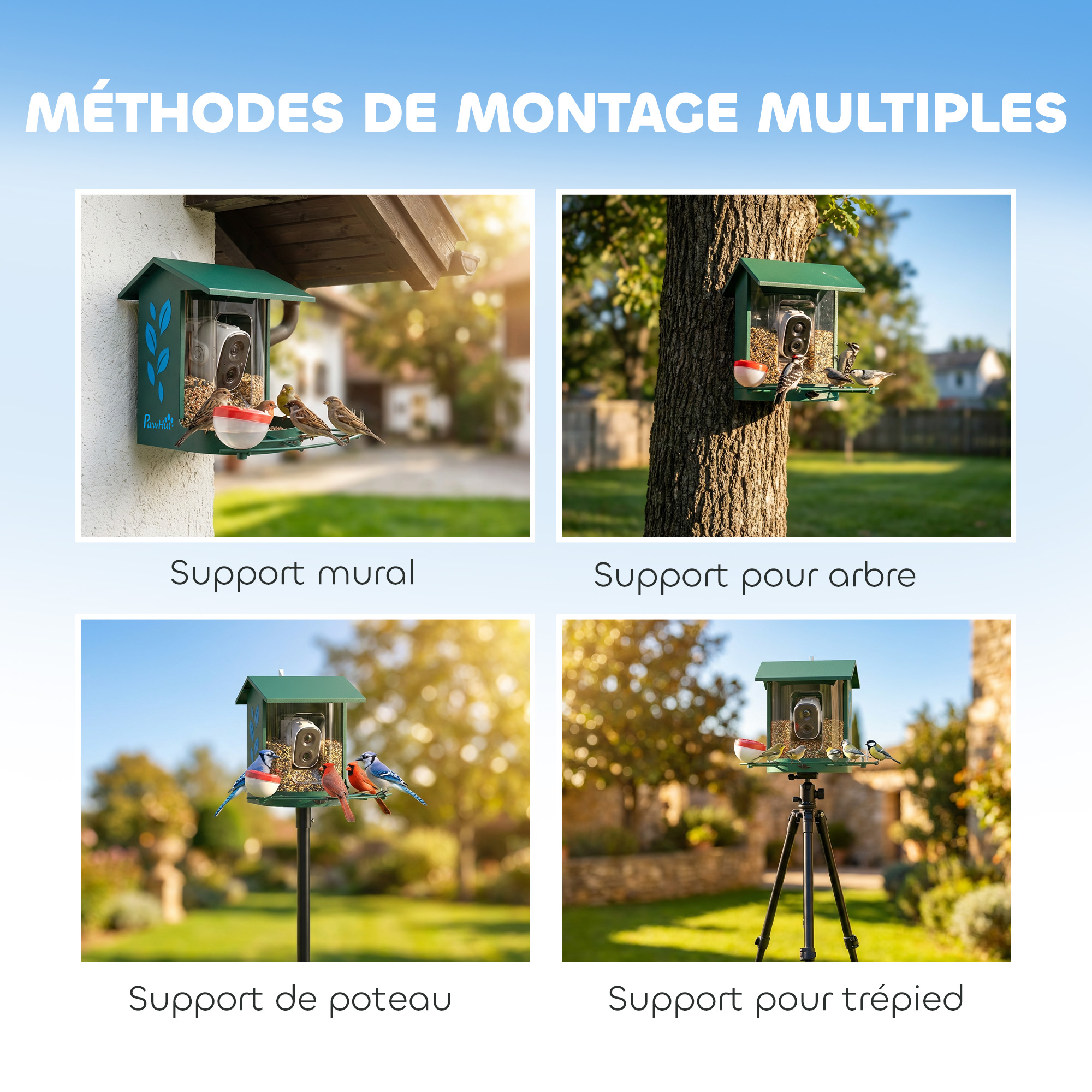 Mangeoire pour Oiseaux avec Caméra 2K Solaire et IA – 2,5 L – Vert - Image 9