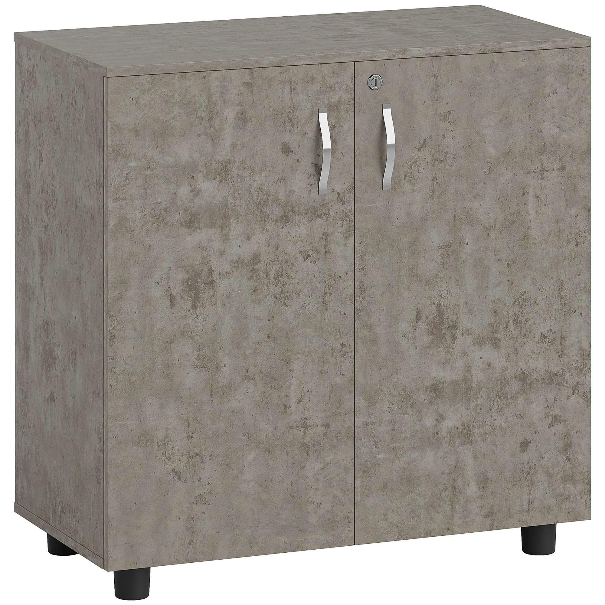 Armoire de Bureau Verrouillable 2 Portes avec Étagère – 80 cm – Gris