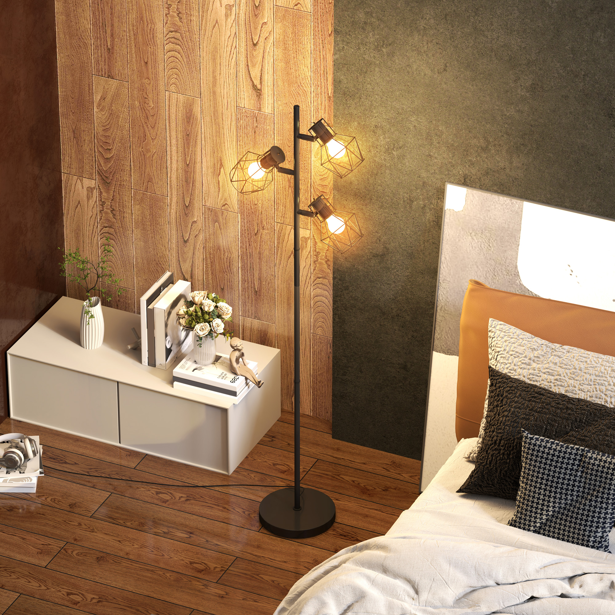 Lampadaire Moderne 169 cm – 3 Spots Orientables E27 avec Interrupteurs – Noir - Image 8