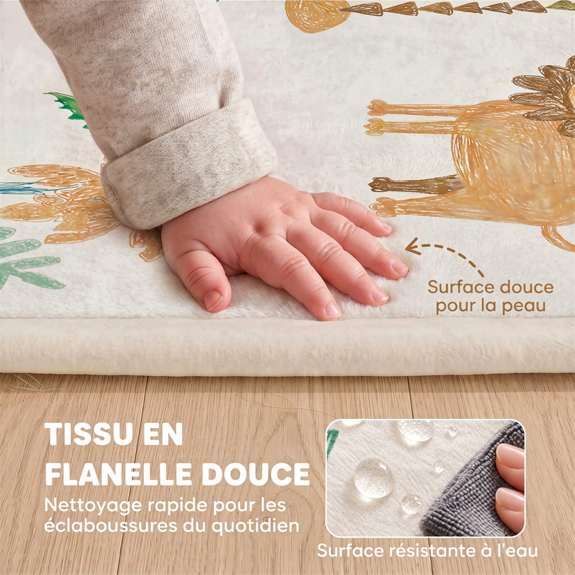 Tapis d'Éveil Bébé 150 × 200 cm en Mousse Épaisse 3 cm Antidérapant – Animaux - Afbeelding 7