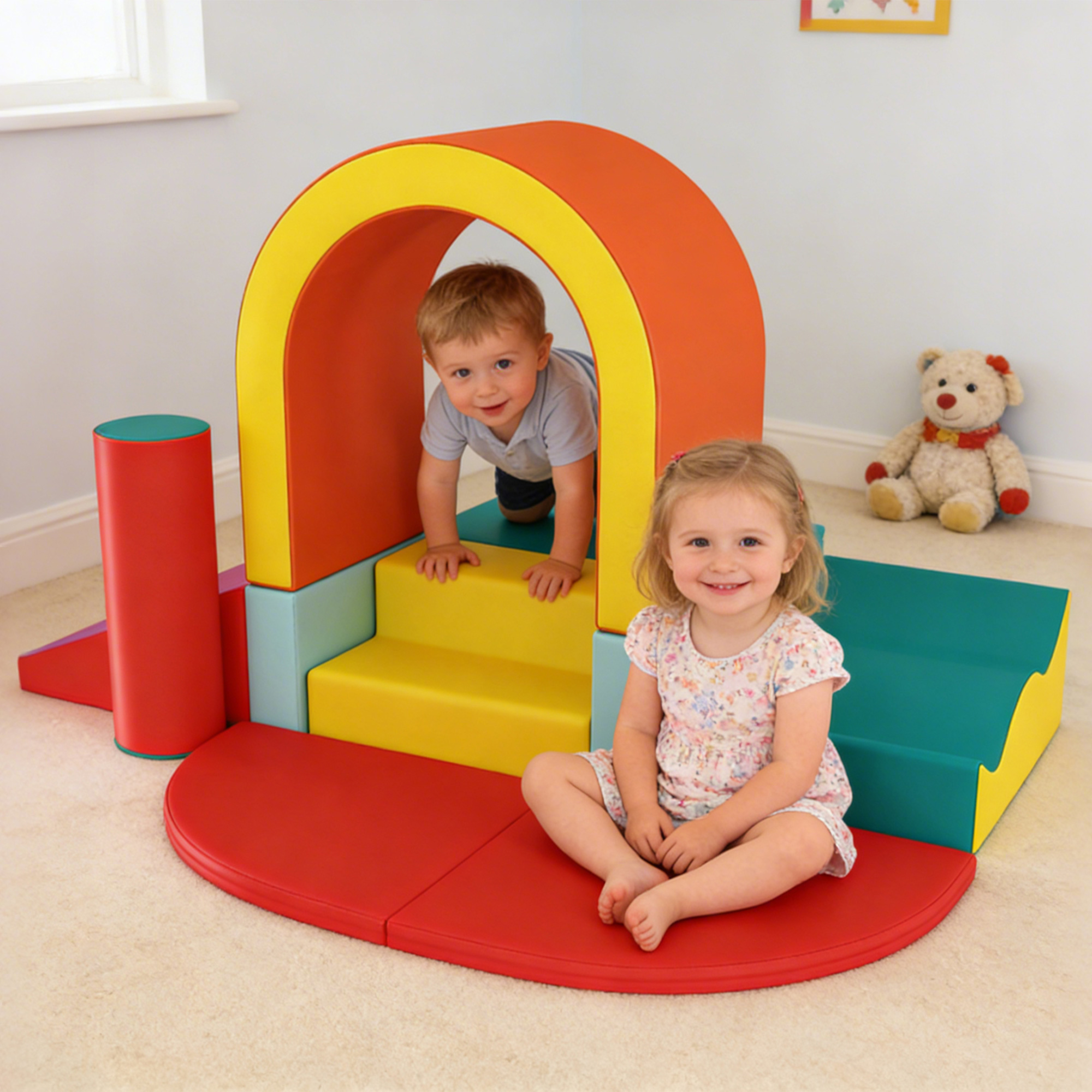 Parcours de Motricité Bébé 10 Pièces en Mousse – Multicolore - Image 10