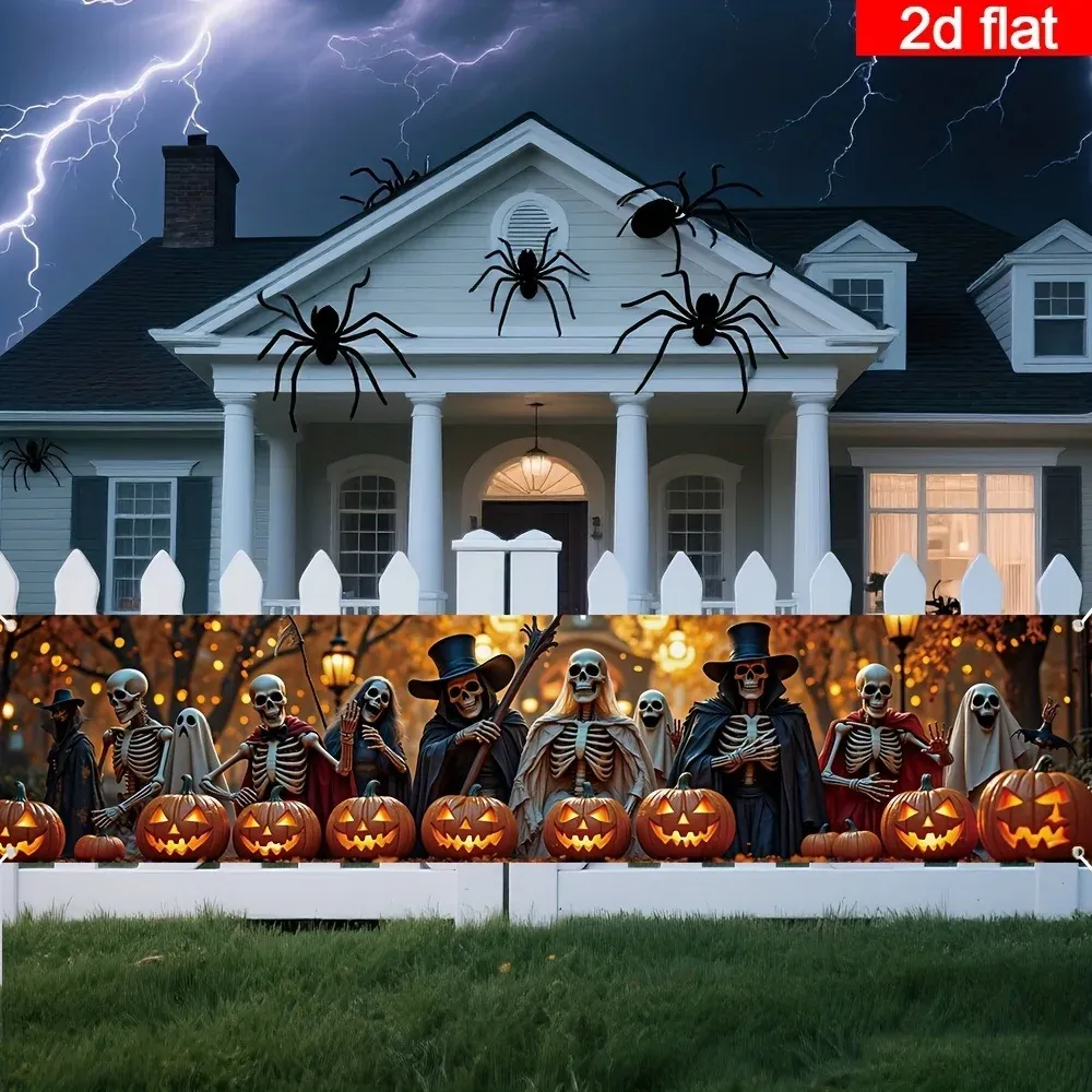 Bannière Halloween Géante Squelette & Citrouille – 45 × 200 cm – Bild 6