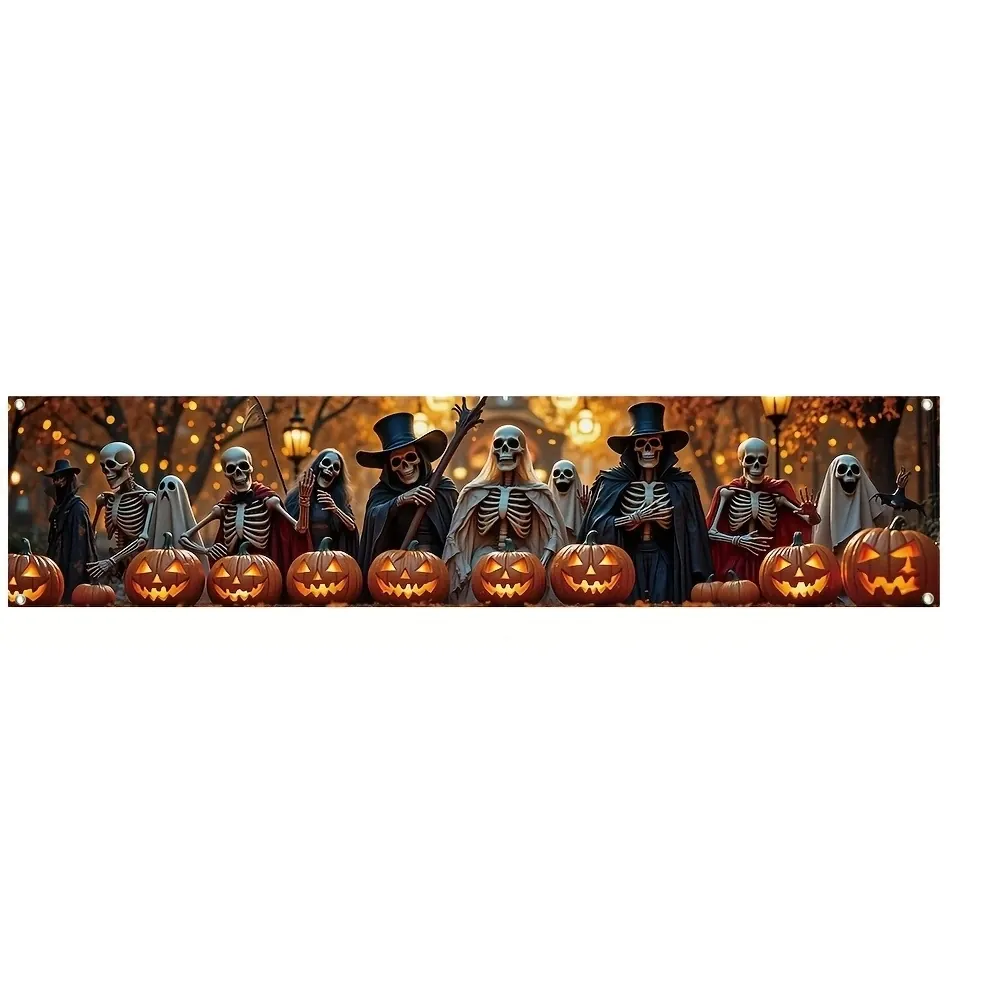 Bannière Halloween Géante Squelette & Citrouille – 45 × 200 cm – Bild 10