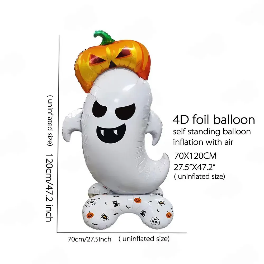 alloween Aluminum Foil Balloons Large Standing Seated Bat Pumpkin Ghost Monster Inflatable Balloons Halloween Party Supplies - Image 9