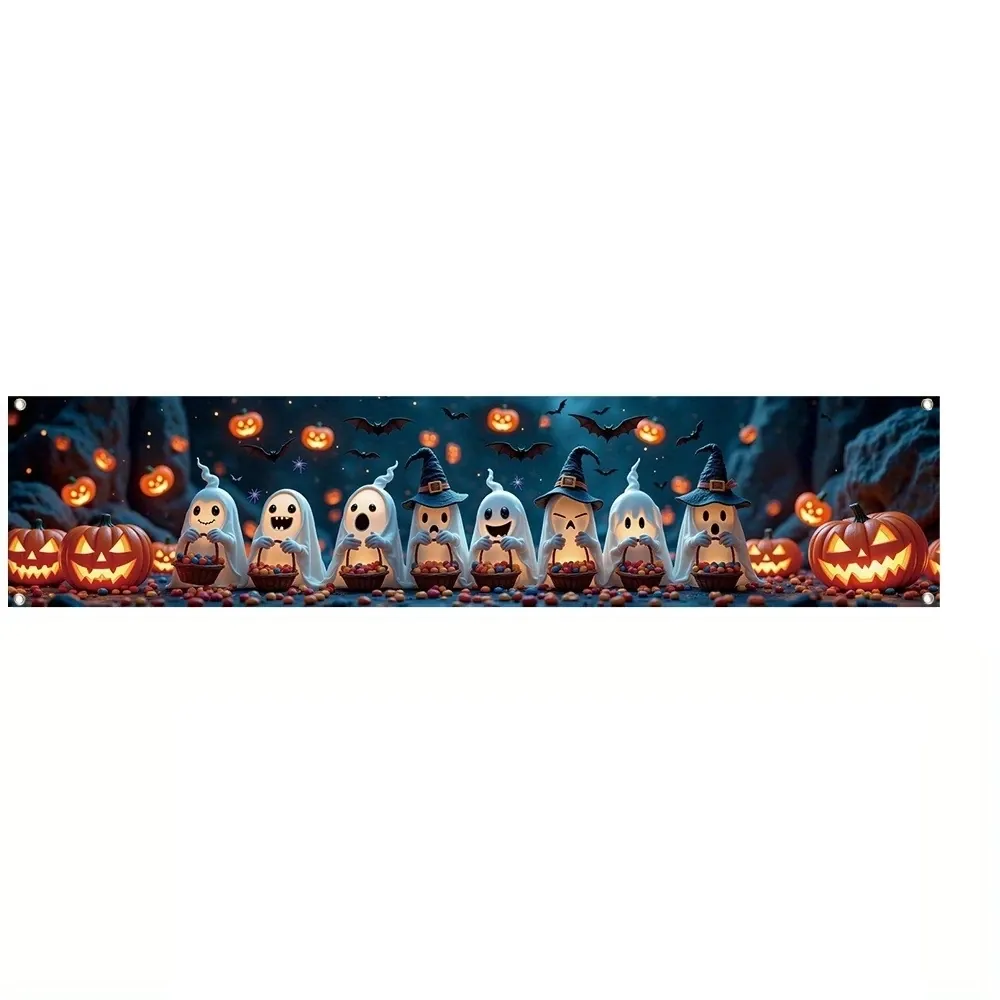 Bannière Halloween Géante Squelette & Citrouille – 45 × 200 cm – Bild 8