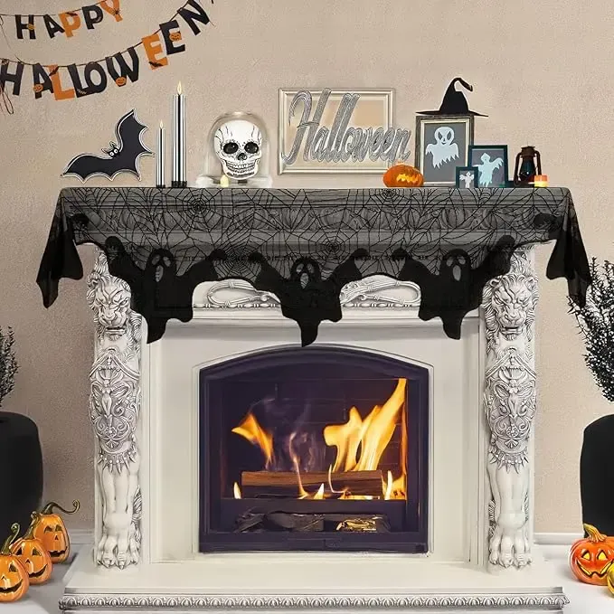 Décoration Halloween Gothique en Dentelle Noire – 45 × 243 cm - Image 11