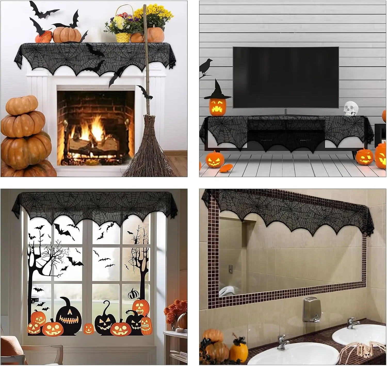 Décoration Halloween Gothique en Dentelle Noire – 45 × 243 cm - Image 6