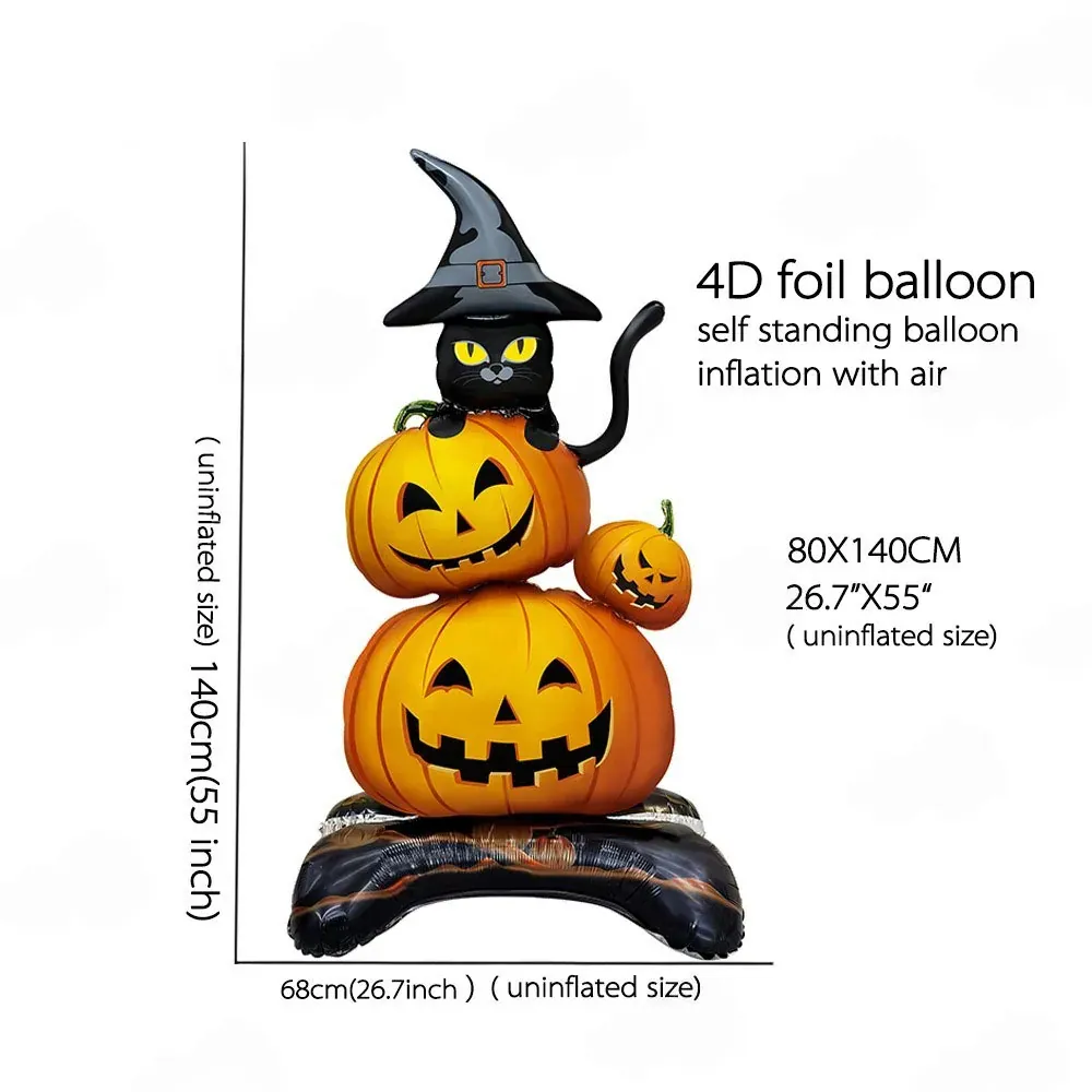 alloween Aluminum Foil Balloons Large Standing Seated Bat Pumpkin Ghost Monster Inflatable Balloons Halloween Party Supplies - Image 6