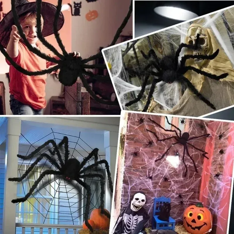 Araignée Géante Noire Halloween – Décoration Effrayante Intérieur & Extérieur - Image 5