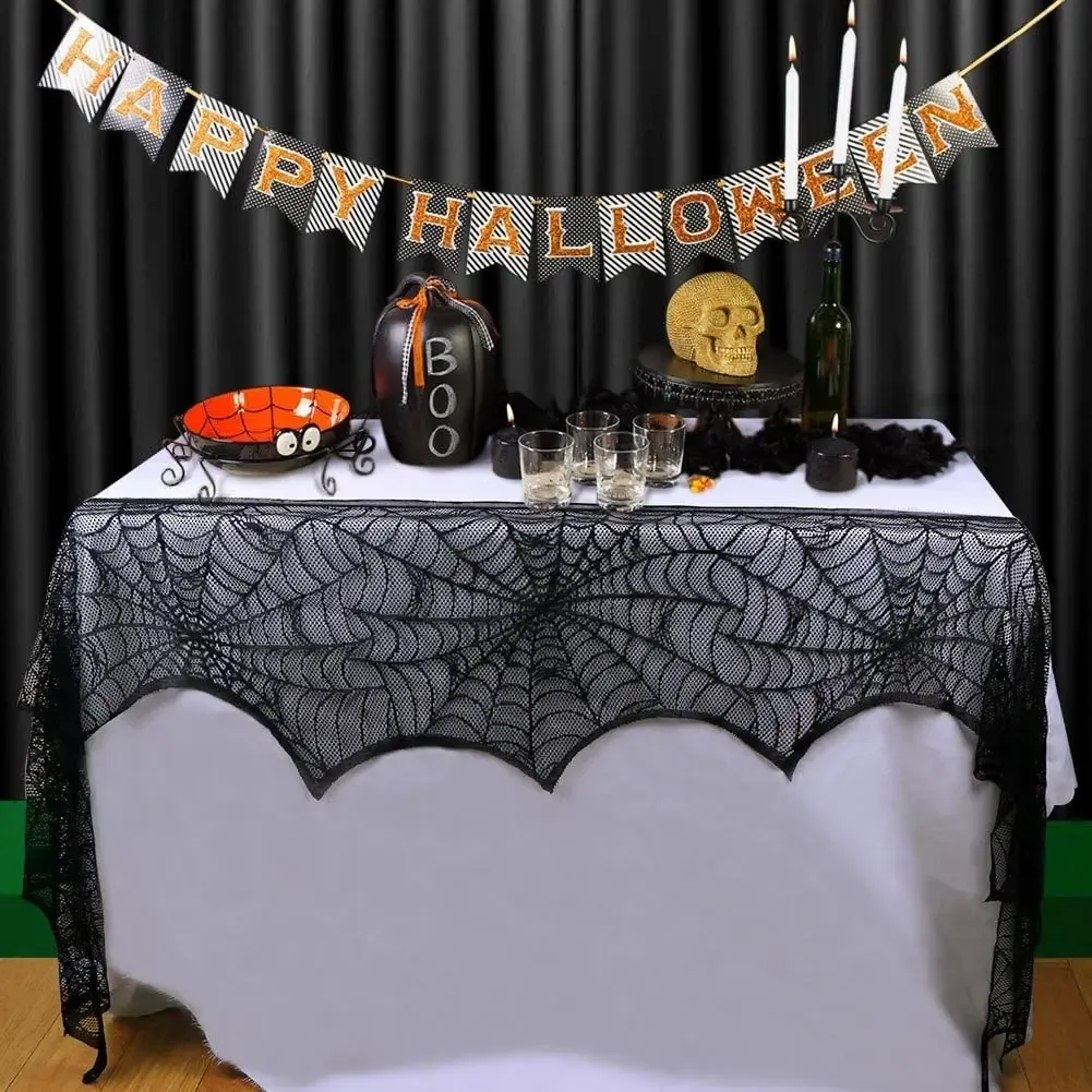 Décoration Halloween Gothique en Dentelle Noire – 45 × 243 cm - Image 5