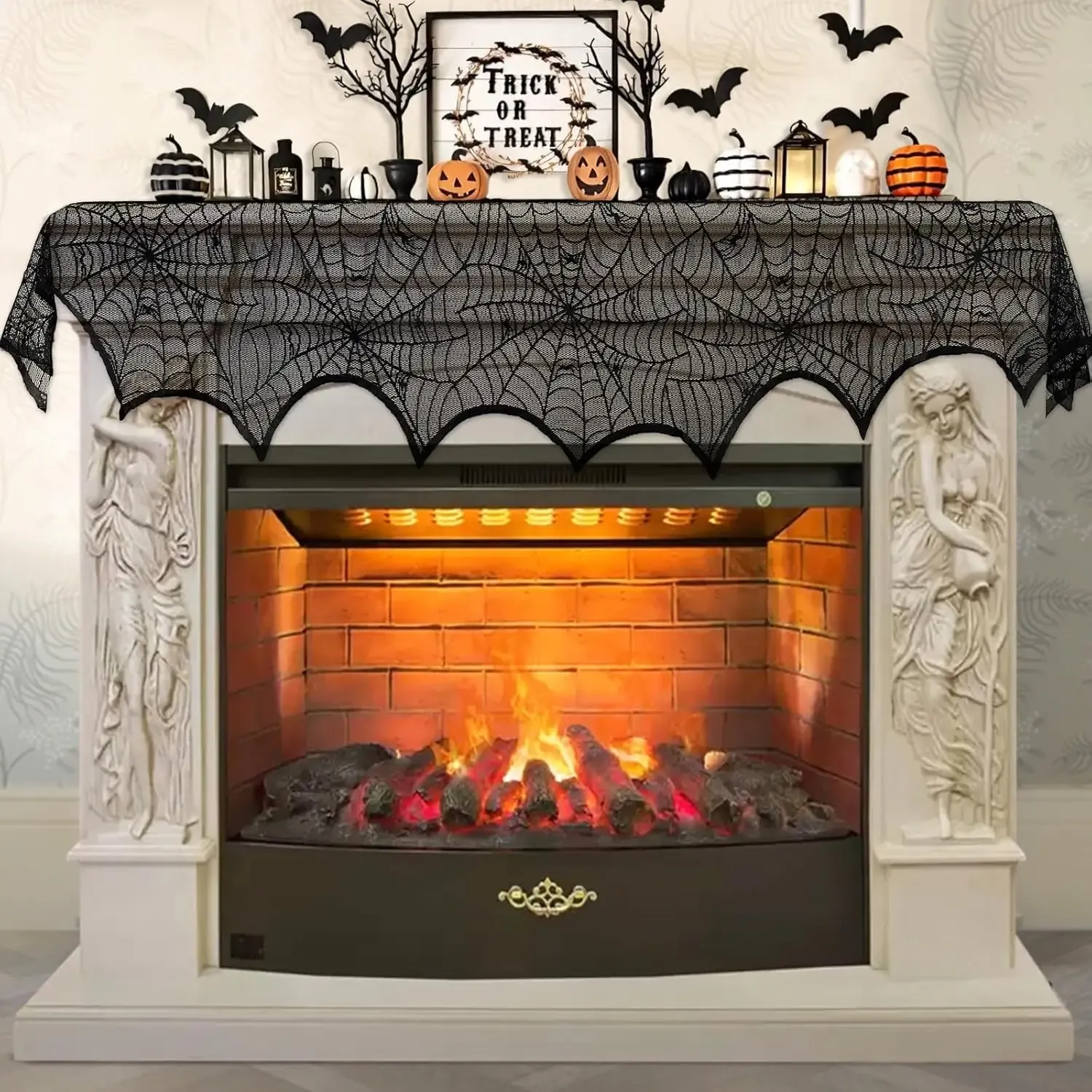 Décoration Halloween Gothique en Dentelle Noire – 45 × 243 cm - Image 3