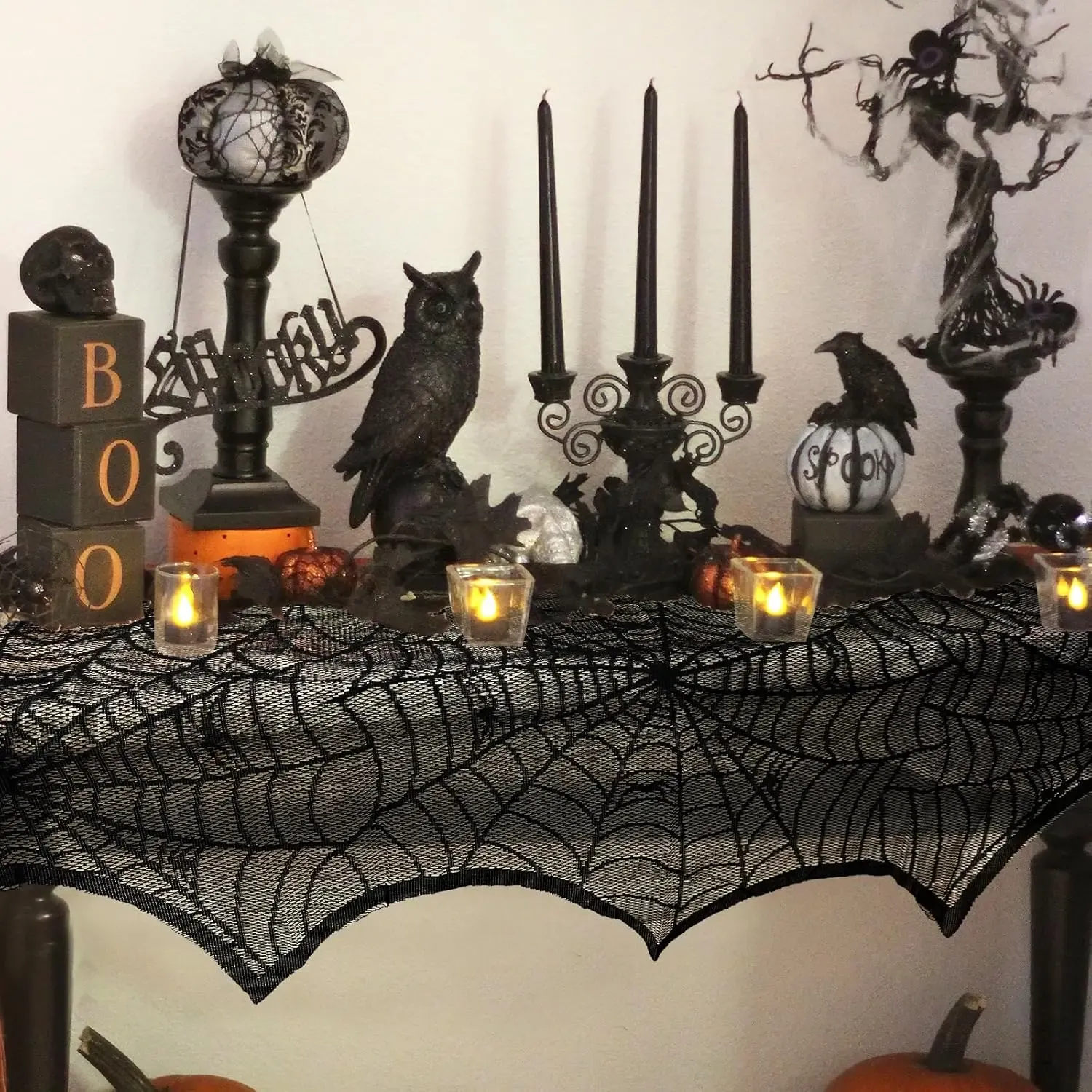 Décoration Halloween Gothique en Dentelle Noire – 45 × 243 cm - Image 4