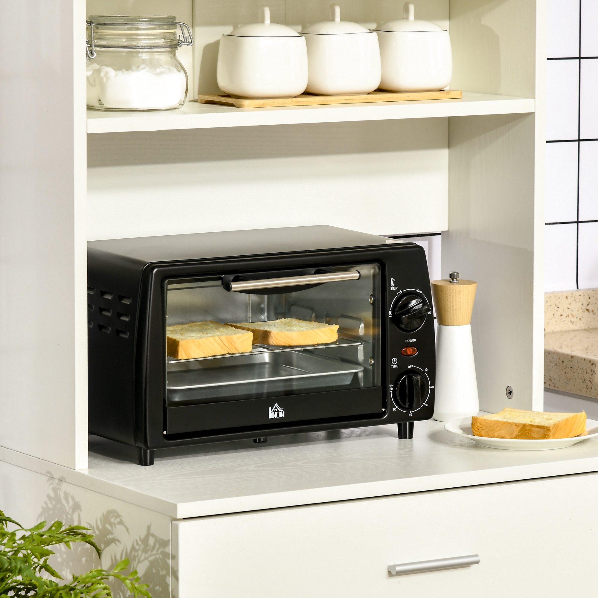 Mini-Four Électrique 10 L – 750 W, Minuterie 60 Min & Grille Réglable – Noir – Bild 10