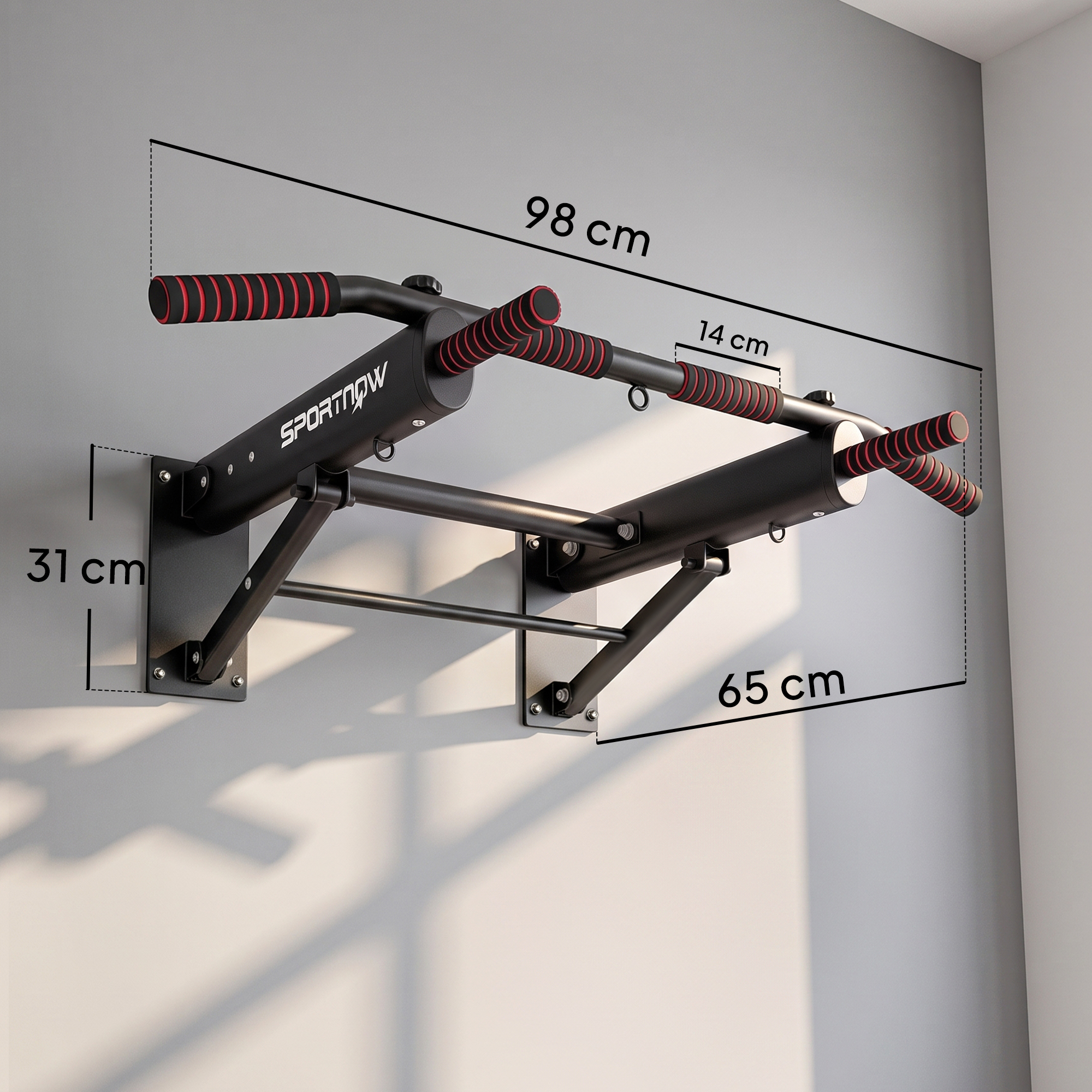 Barre de Traction Murale Pliable en Acier – Charge 120 kg – Noir - Image 3