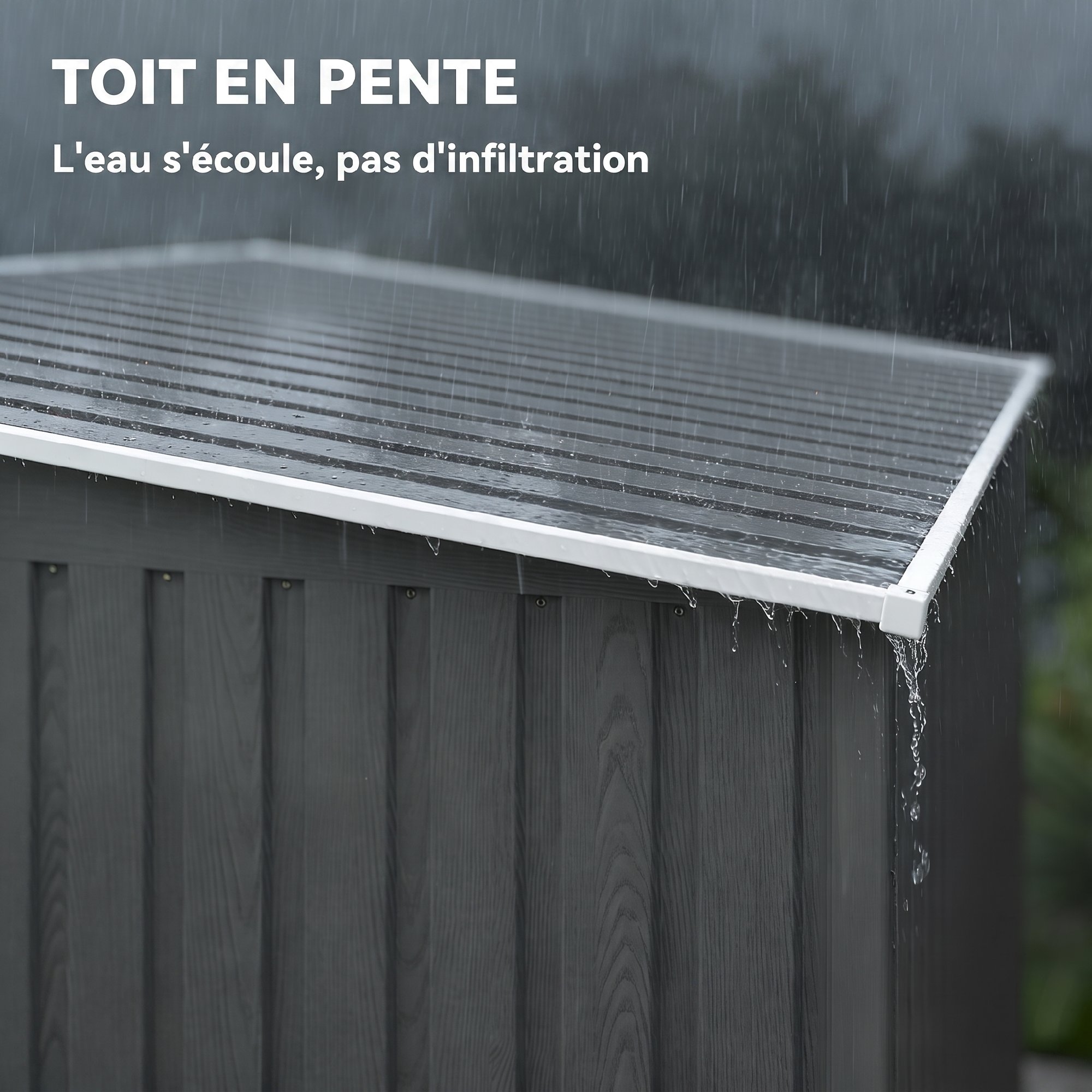 Abri de Jardin Métal Adossable 2,81 m² avec Porte Coulissante et Fondation – Gris Clair - Image 7