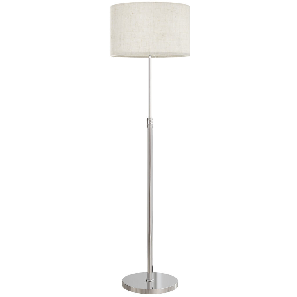 Lampadaire sur pied salon, lampe sur pied dimmable avec télécommande, abat-jour en lin, hauteur réglable 133-168cm, argent