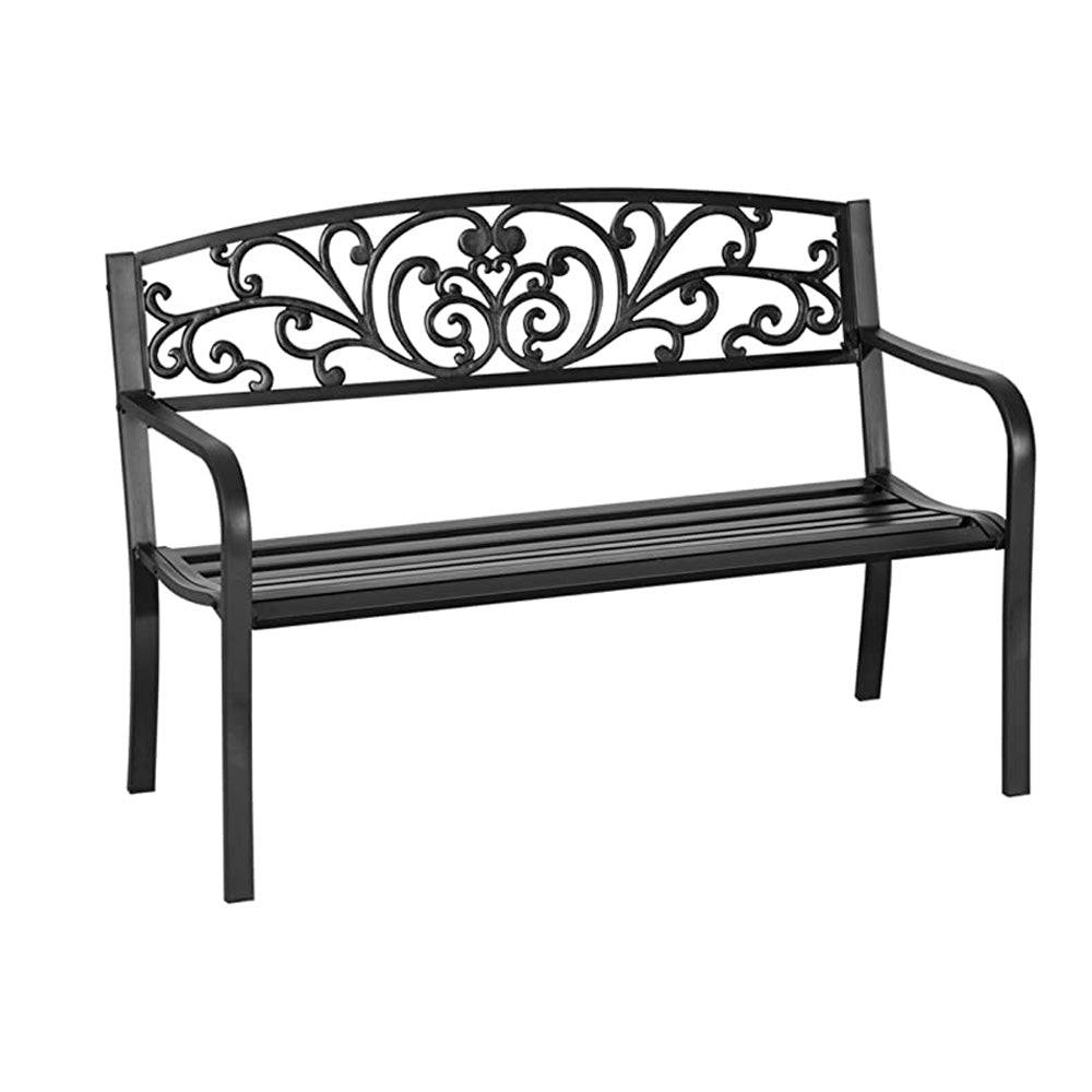 Banc de Jardin en Métal à Motif Feuilles