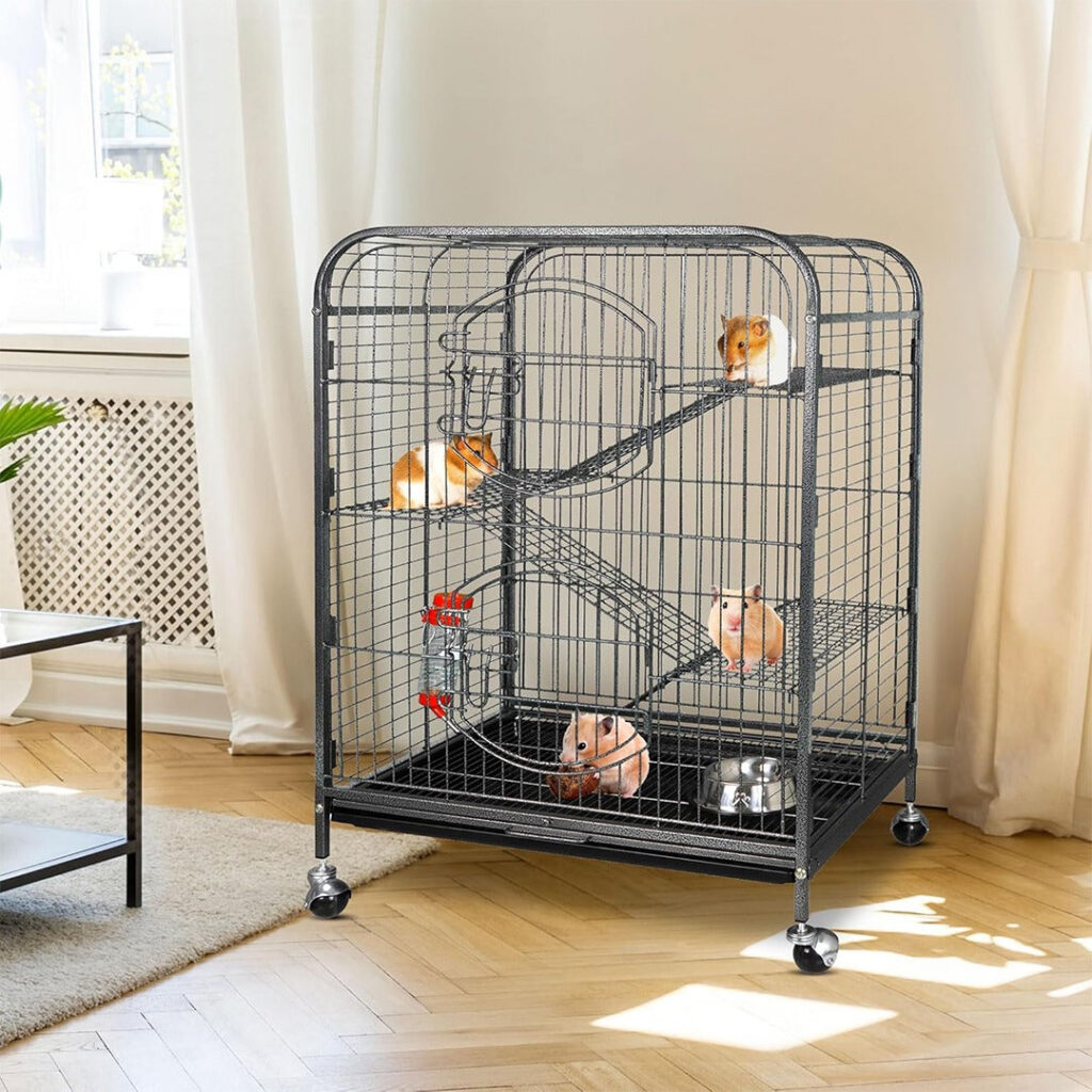 Cage à Roulettes pour Petits Animaux – 3 Niveaux