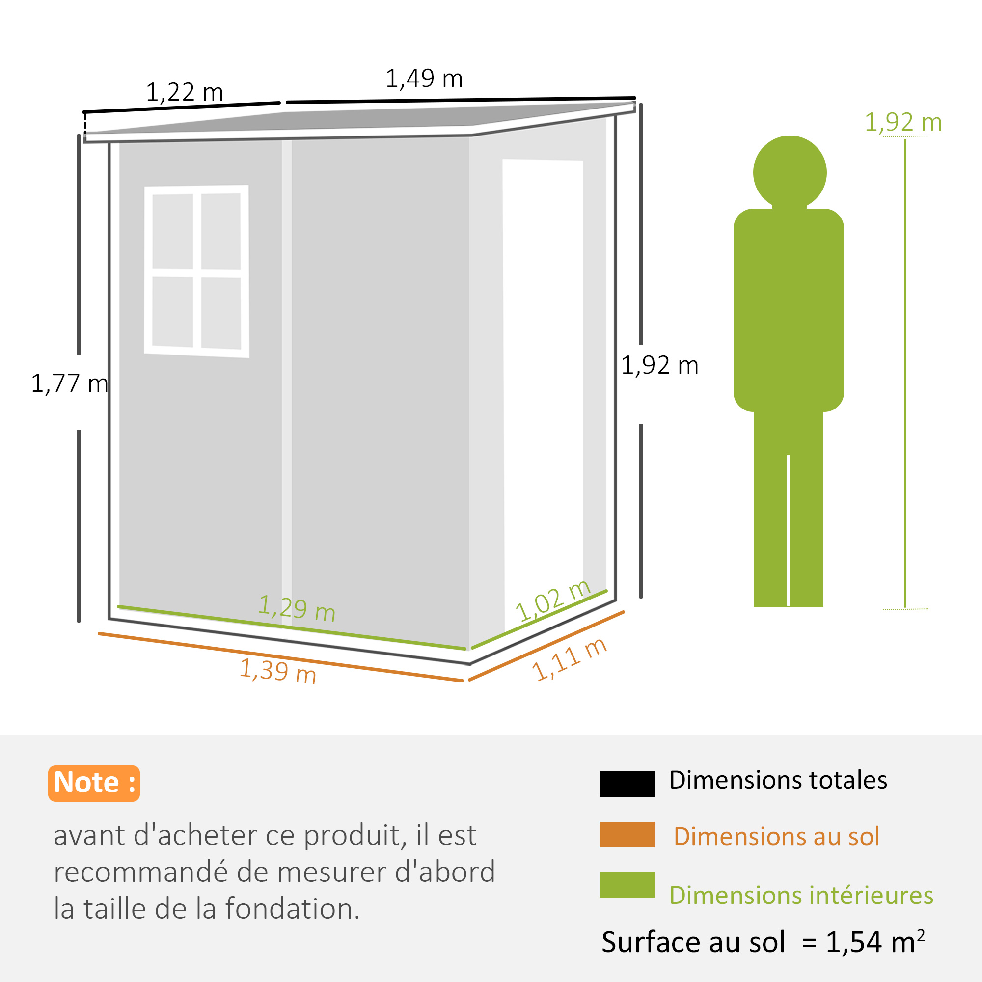 Abri de Jardin 1,54 m² avec Fenêtre, Ventilation et Serrure – Gris - Image 3