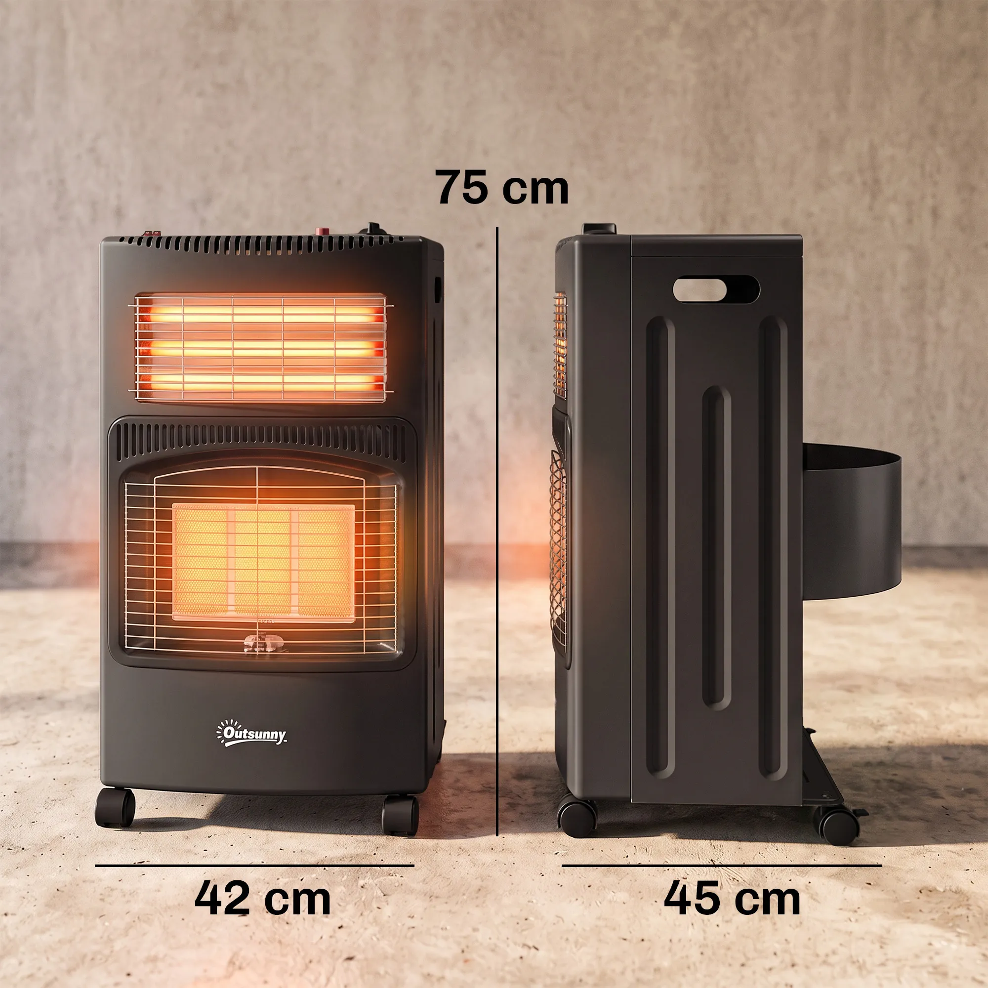 Chauffage d’Appoint Gaz & Électrique 4,2 kW / 1,2 kW – Pliable – Noir - Image 3