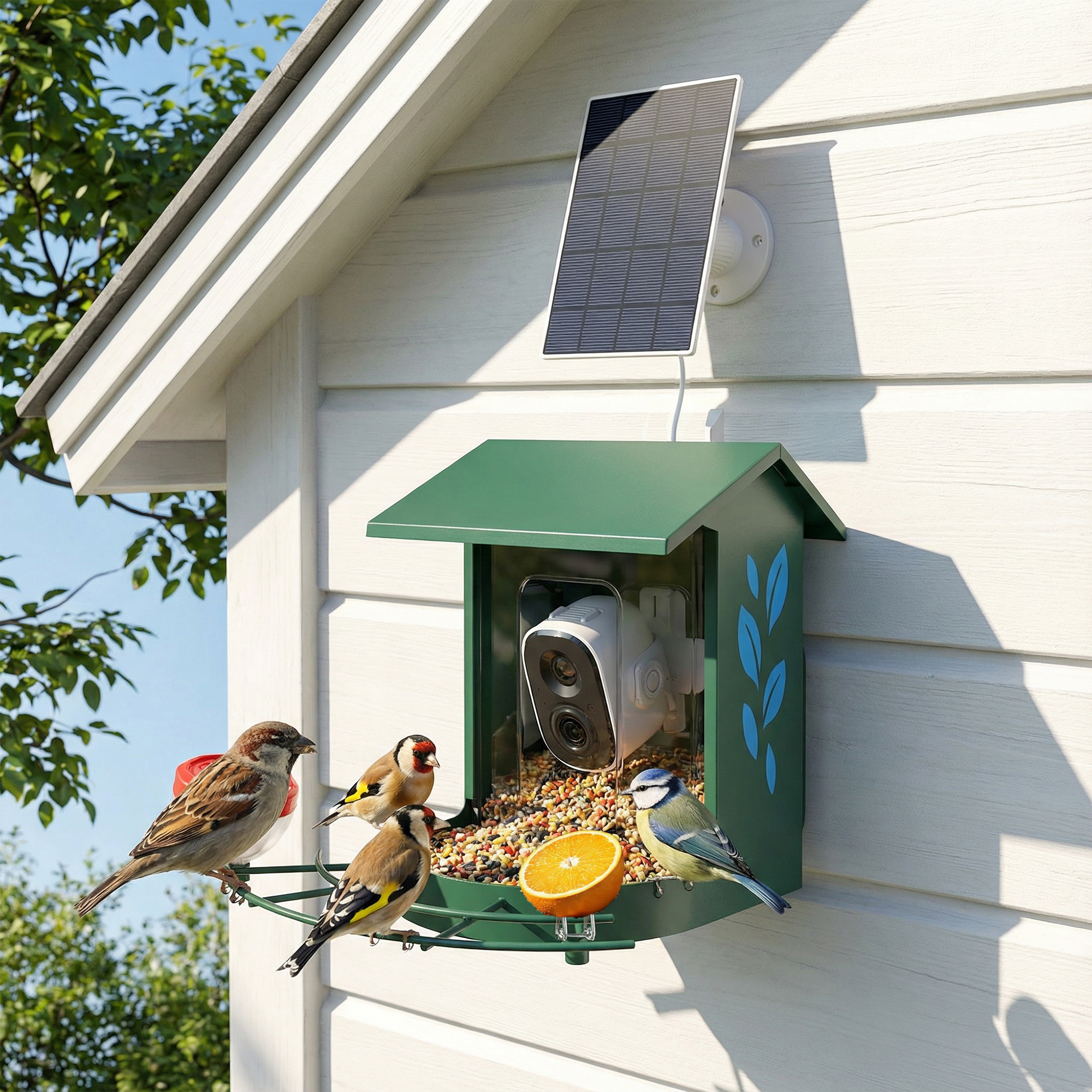 Mangeoire pour Oiseaux avec Caméra 2K Solaire et IA – 2,5 L – Vert - Image 10