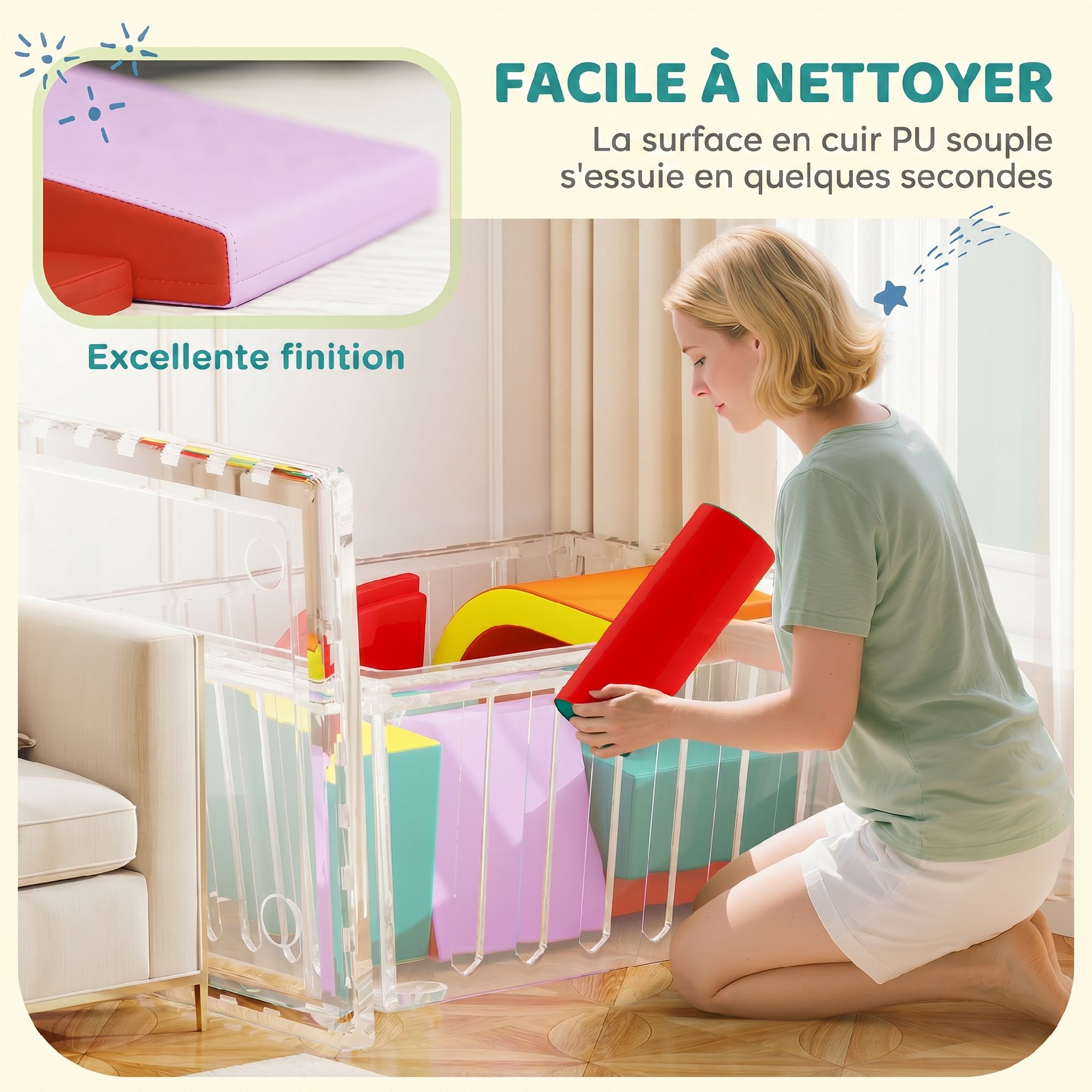 Parcours de Motricité Bébé 10 Pièces en Mousse – Multicolore - Image 6