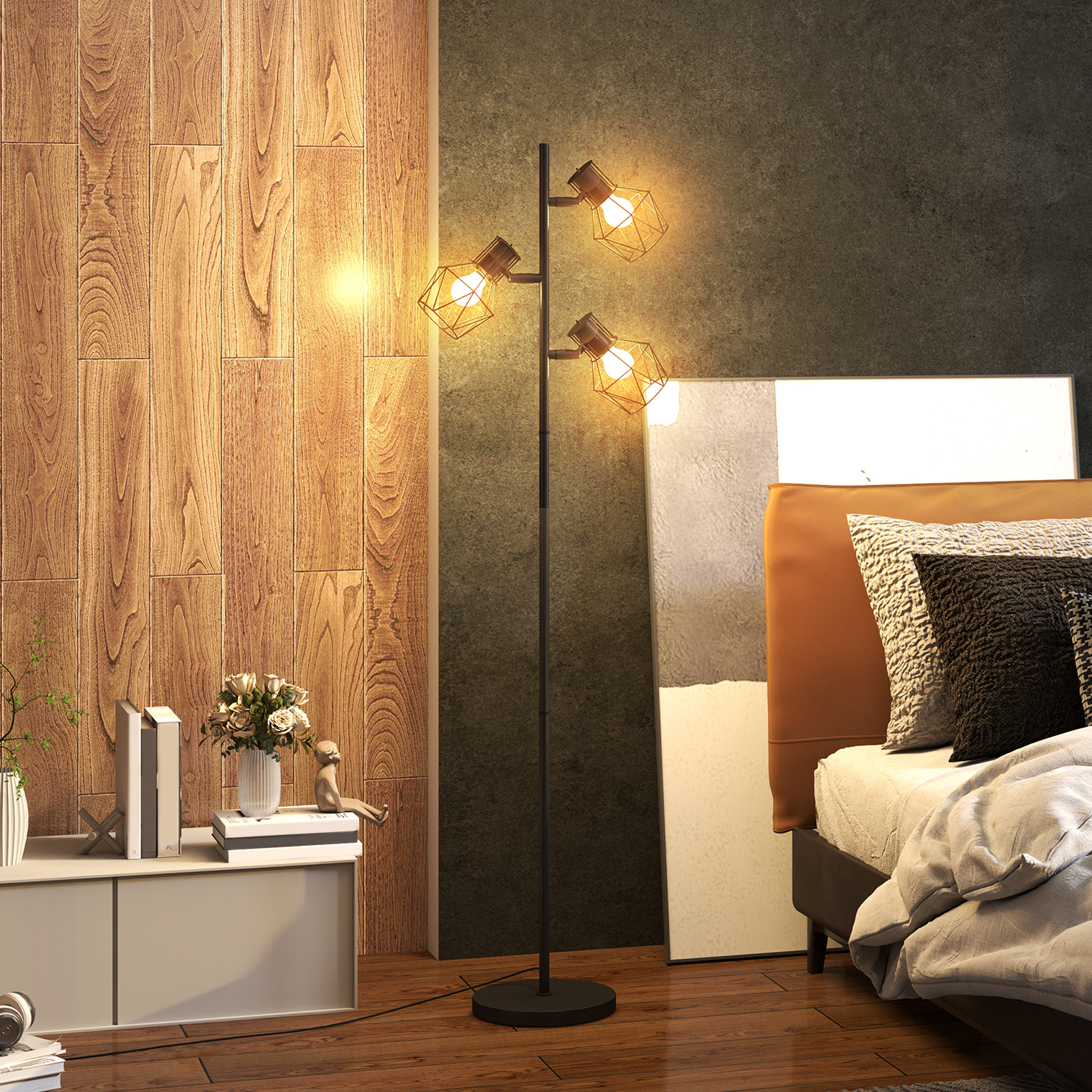 Lampadaire Moderne 169 cm – 3 Spots Orientables E27 avec Interrupteurs – Noir - Image 2
