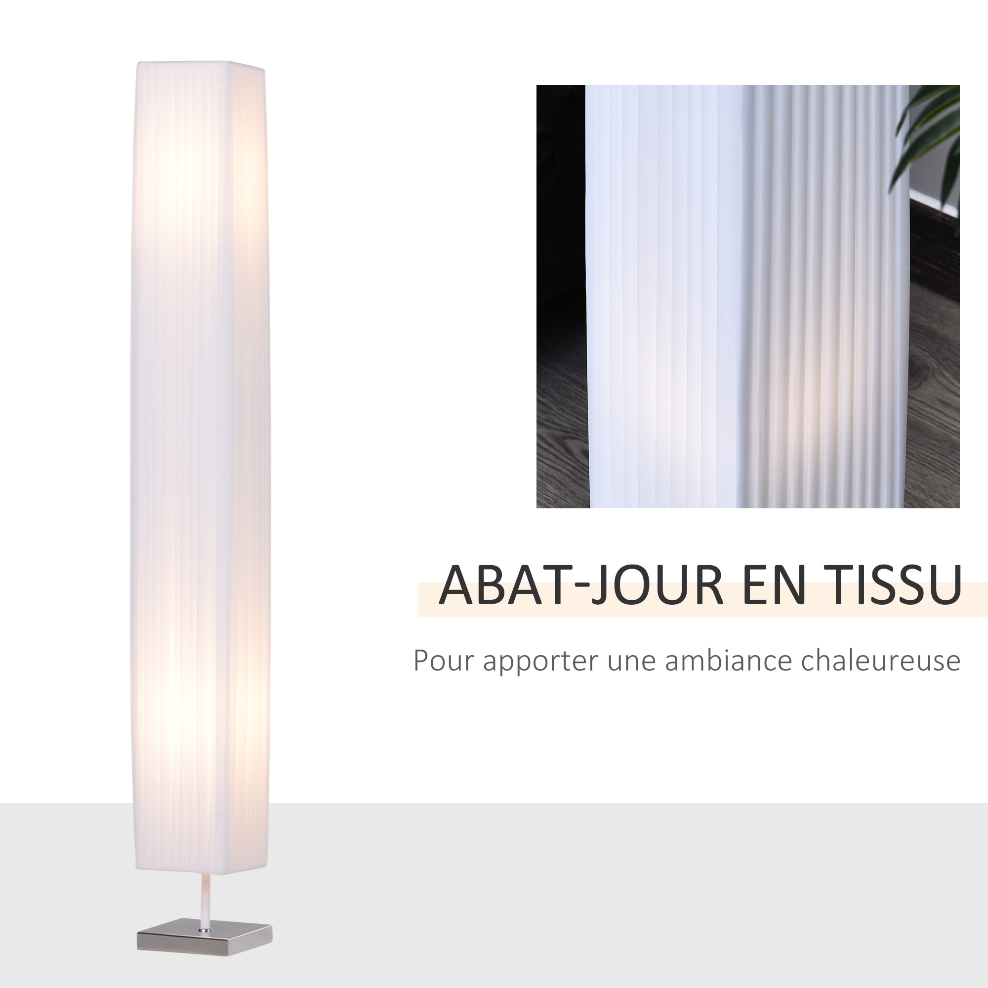 Lampadaire Lampe sur Pied de Salon Style Moderne Lampadaire sur Pied avec Interrupteur Acier Blanc - Afbeelding 4