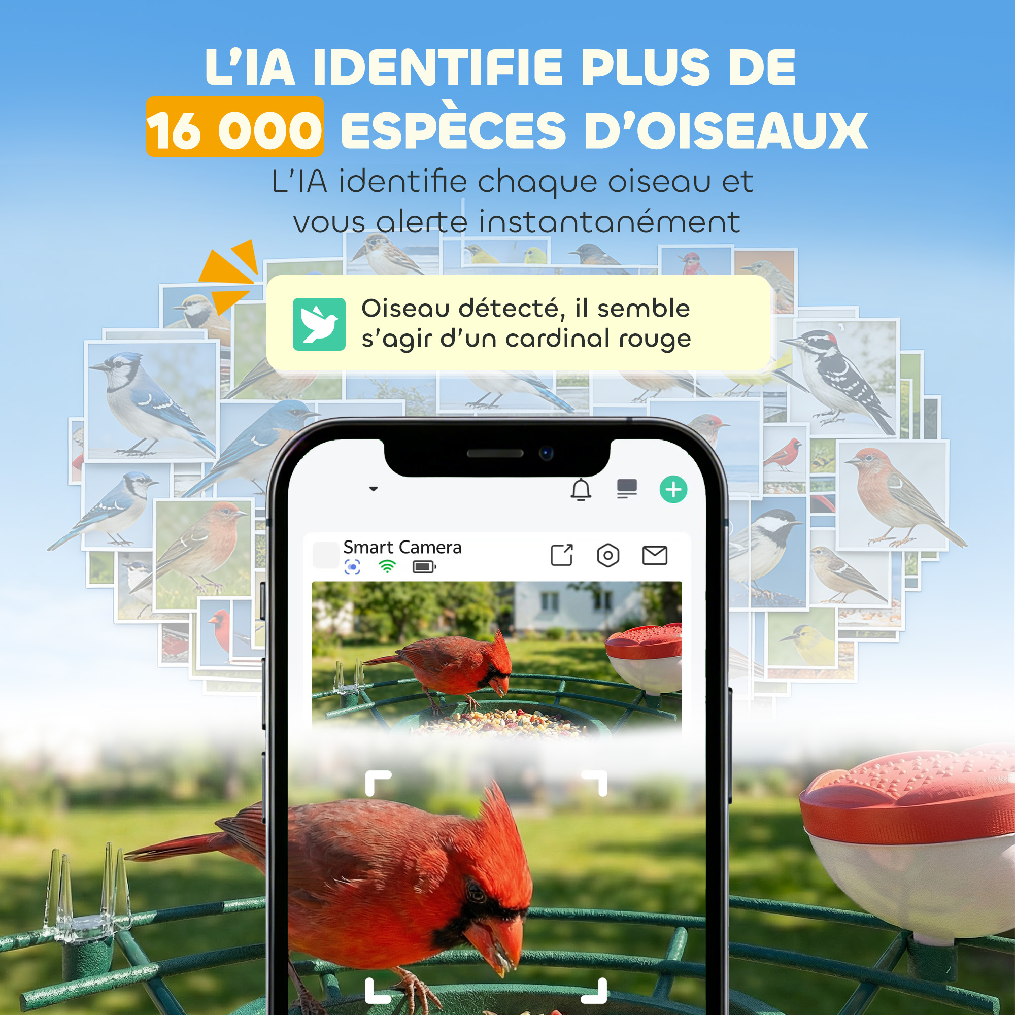 Mangeoire pour Oiseaux avec Caméra 2K Solaire et IA – 2,5 L – Vert - Image 4
