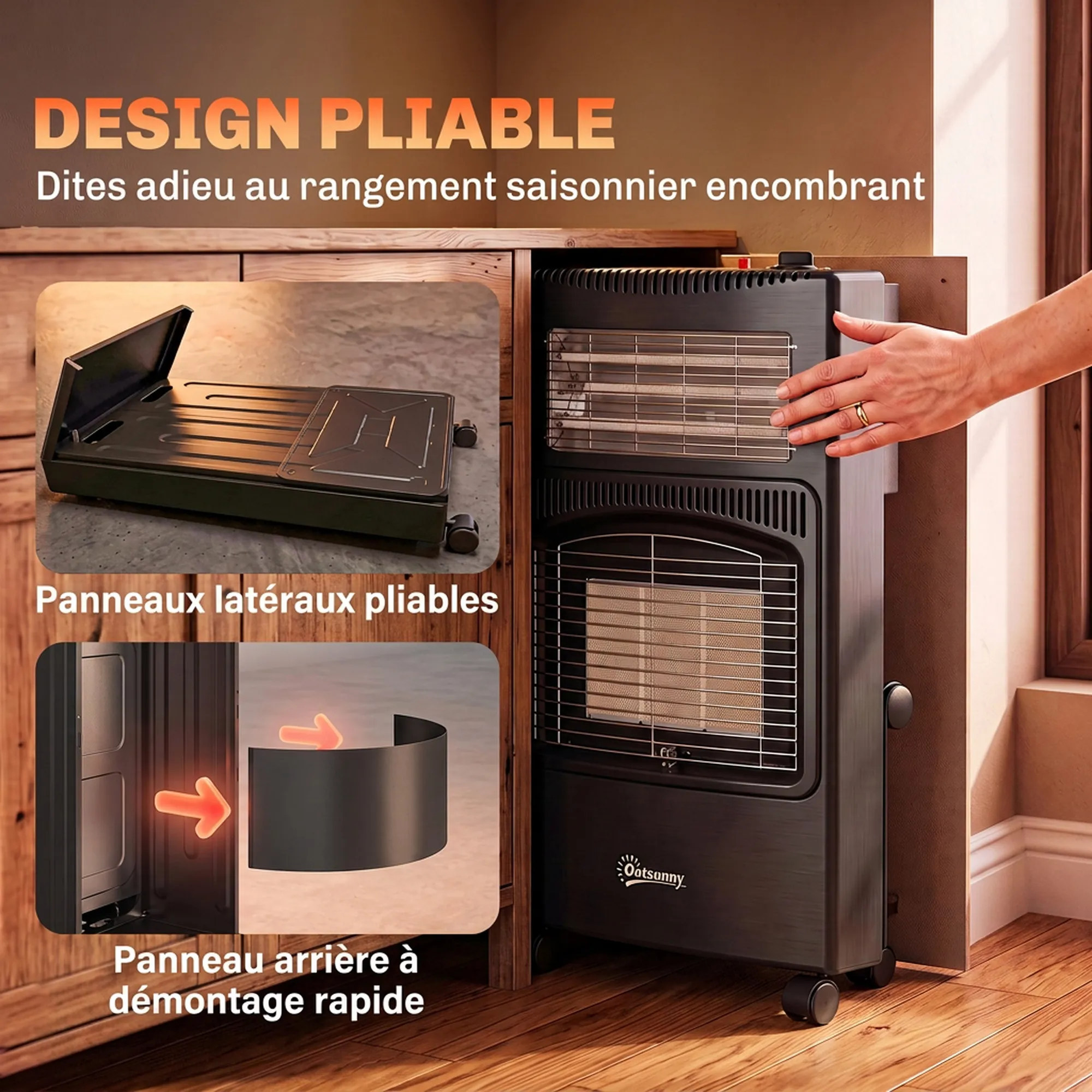 Chauffage d’Appoint Gaz & Électrique 4,2 kW / 1,2 kW – Pliable – Noir - Image 7