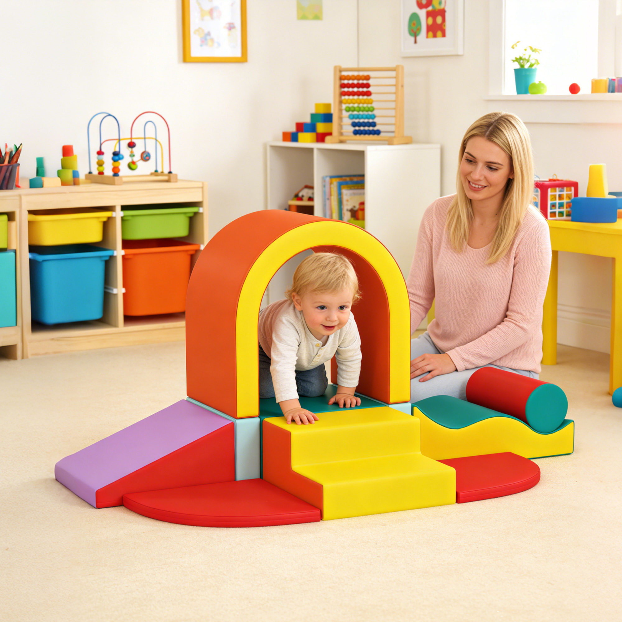 Parcours de Motricité Bébé 10 Pièces en Mousse – Multicolore - Image 2
