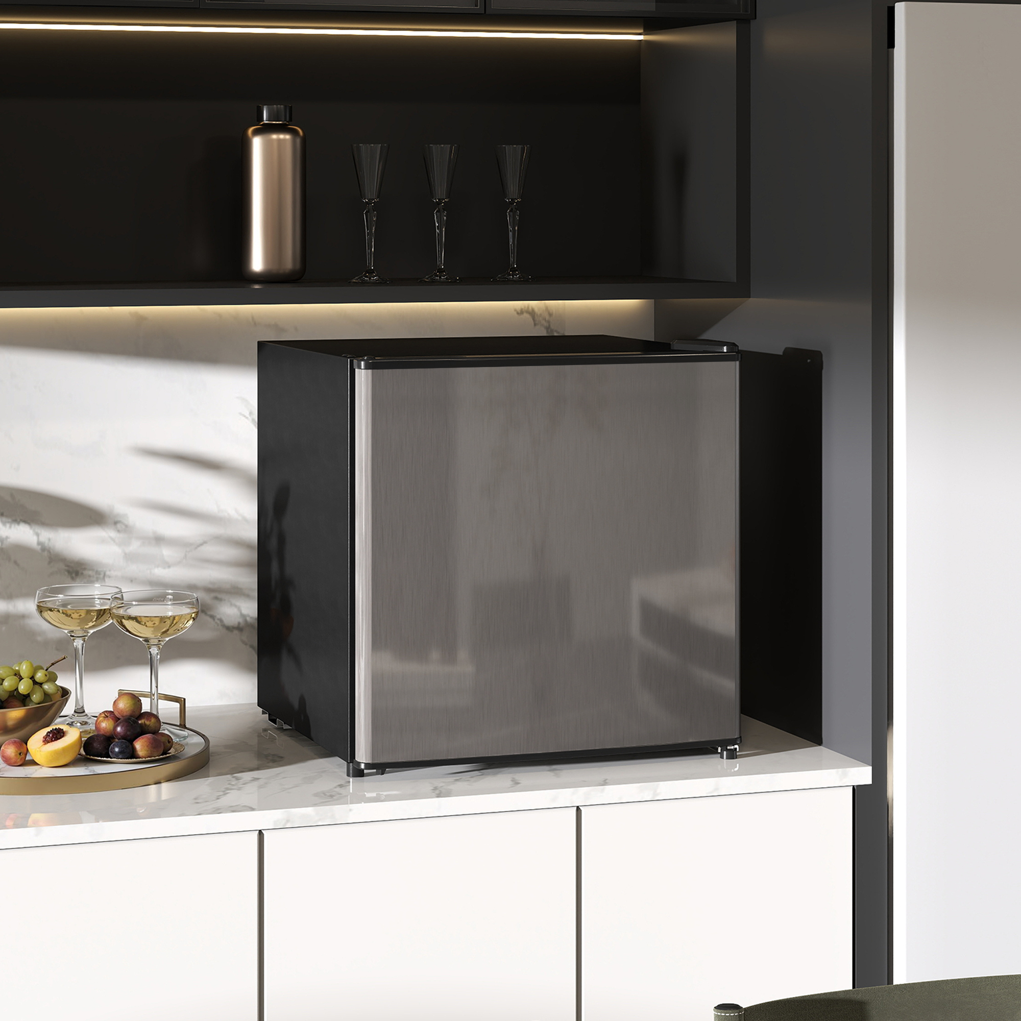 Mini-Réfrigérateur 46 L avec Congélateur 4,5 L – Porte Réversible – Argenté – Bild 2
